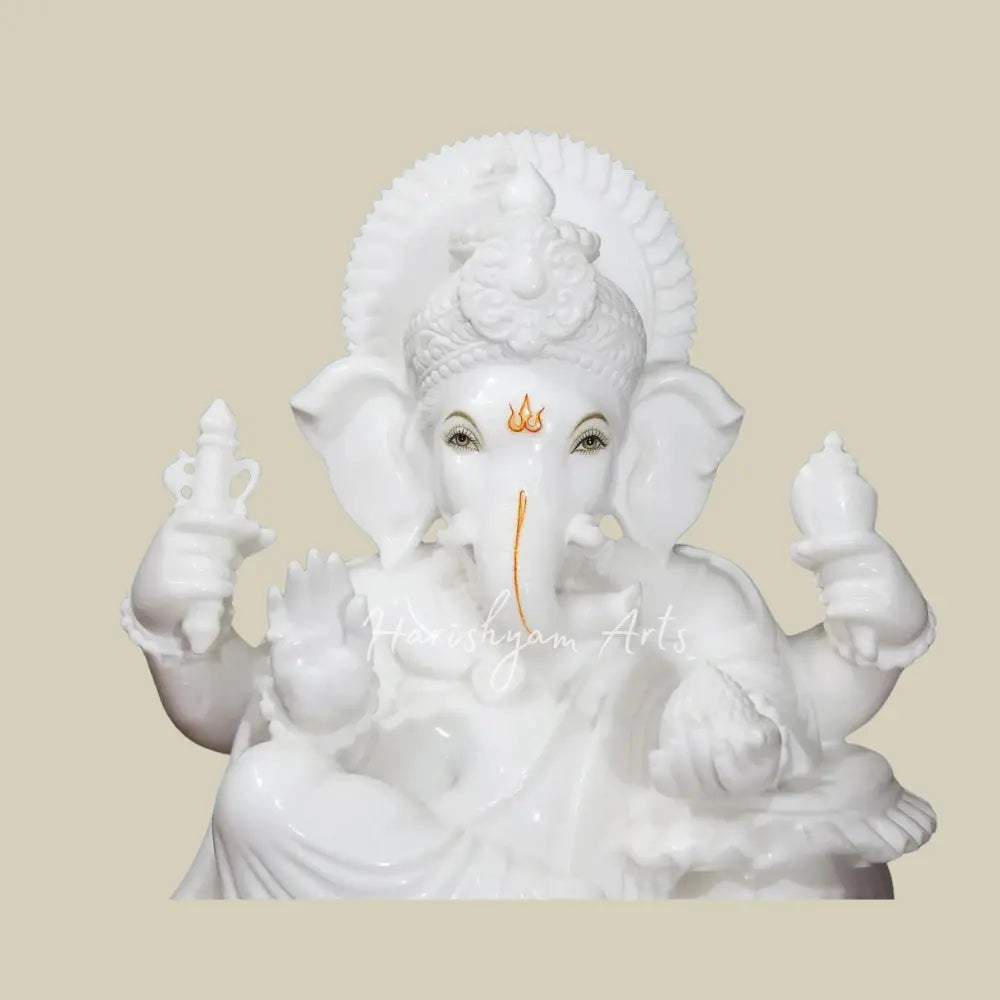 24" Lord Ganesha Statue in Vietnam Marble