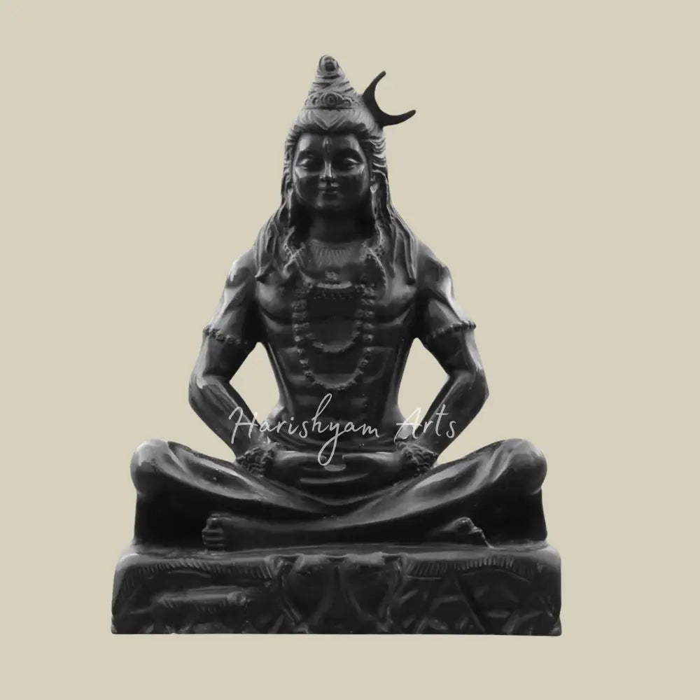 24" Lord Shiva Black Marble Statue