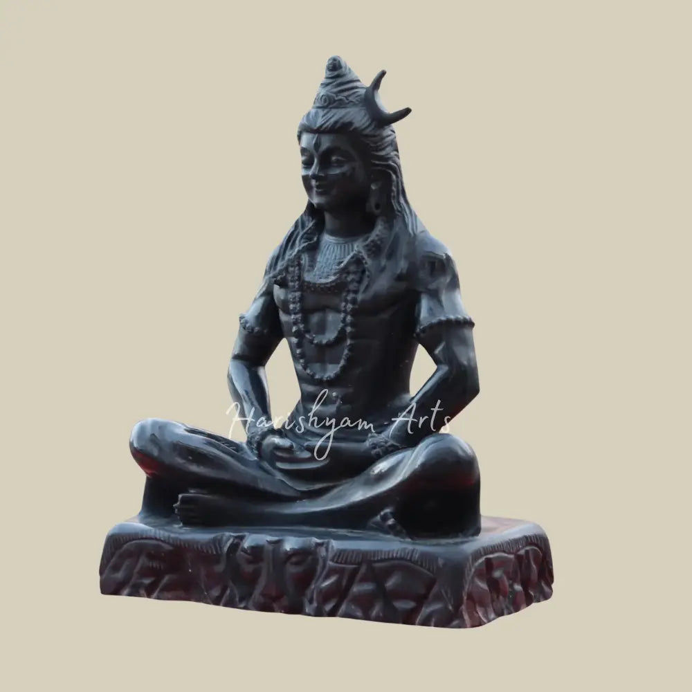 24" Lord Shiva Black Marble Statue