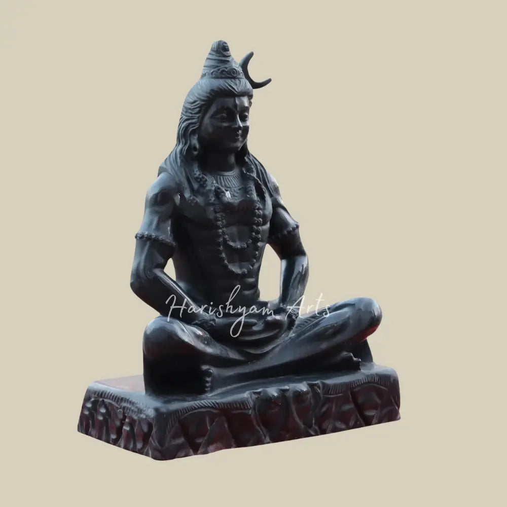 24" Lord Shiva Black Marble Statue