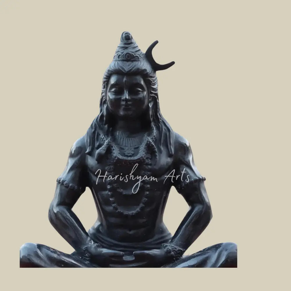 24" Lord Shiva Black Marble Statue