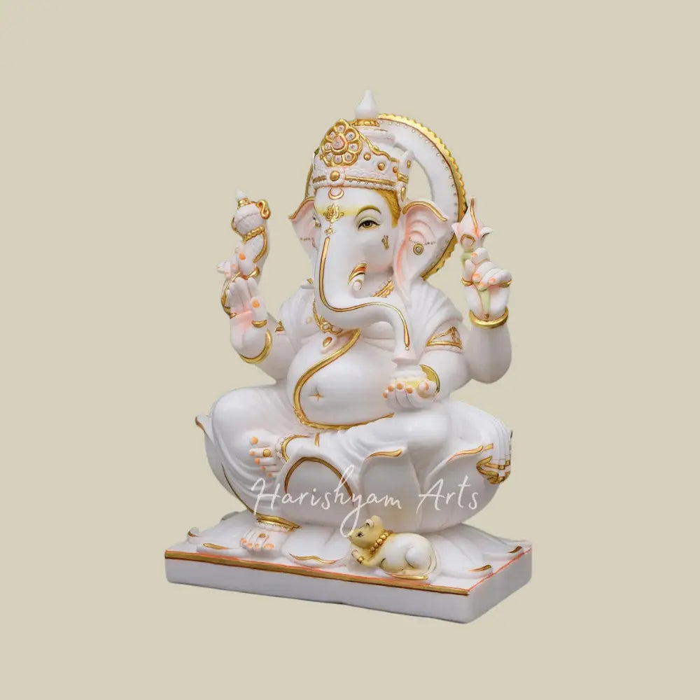 24" Marble Ganpati Bappa Idol for Home & Temple