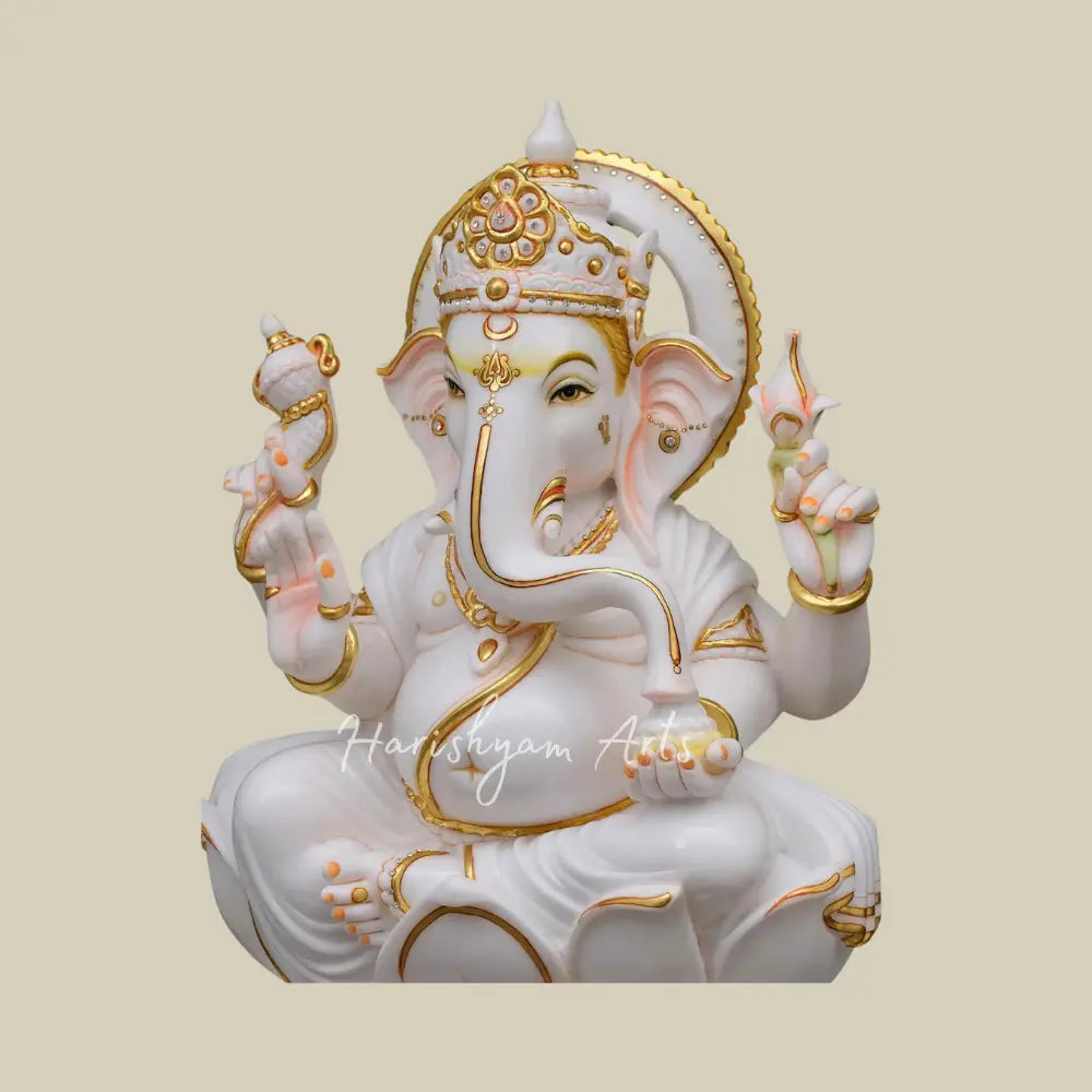 24" Marble Ganpati Bappa Idol for Home & Temple