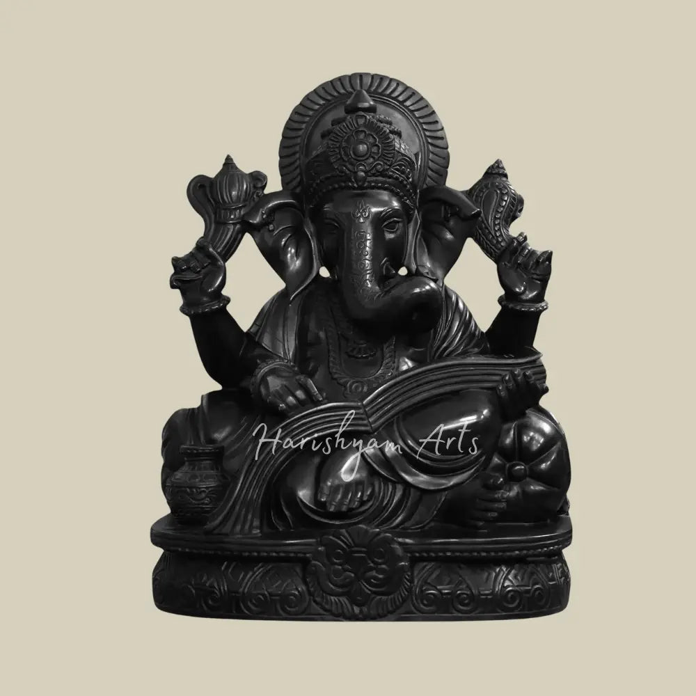 24 inches Sitting Ganesha In Padmasan Marble Statue