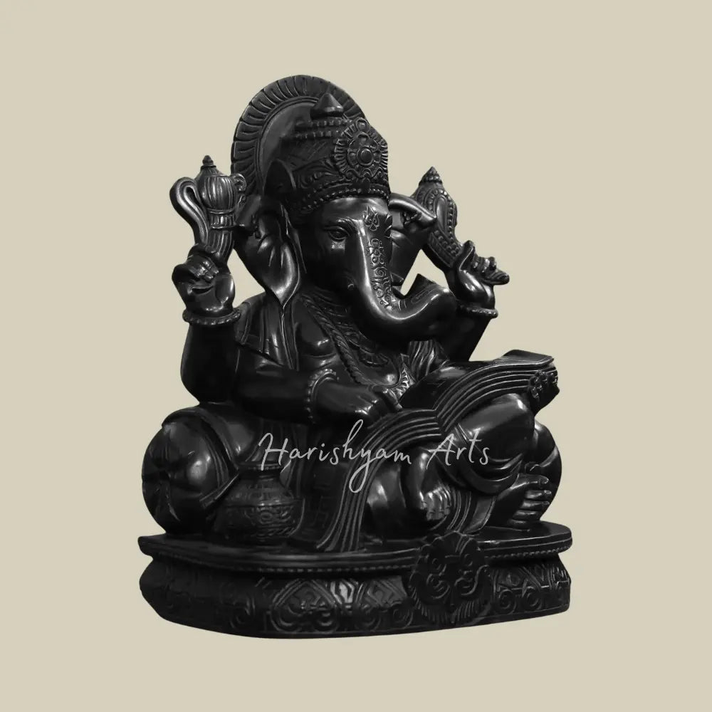 24 inches Sitting Ganesha In Padmasan Marble Statue