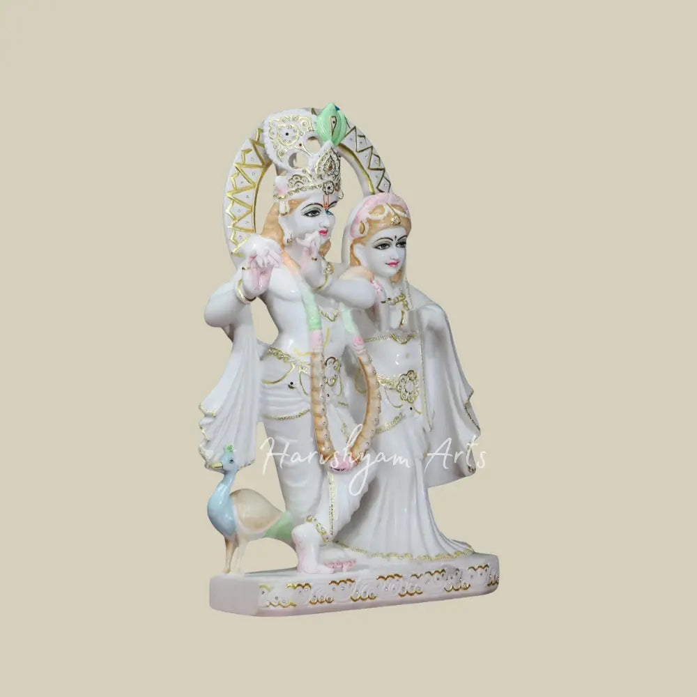 24 " Super White Radha Krishna Vietnam Marble Statue