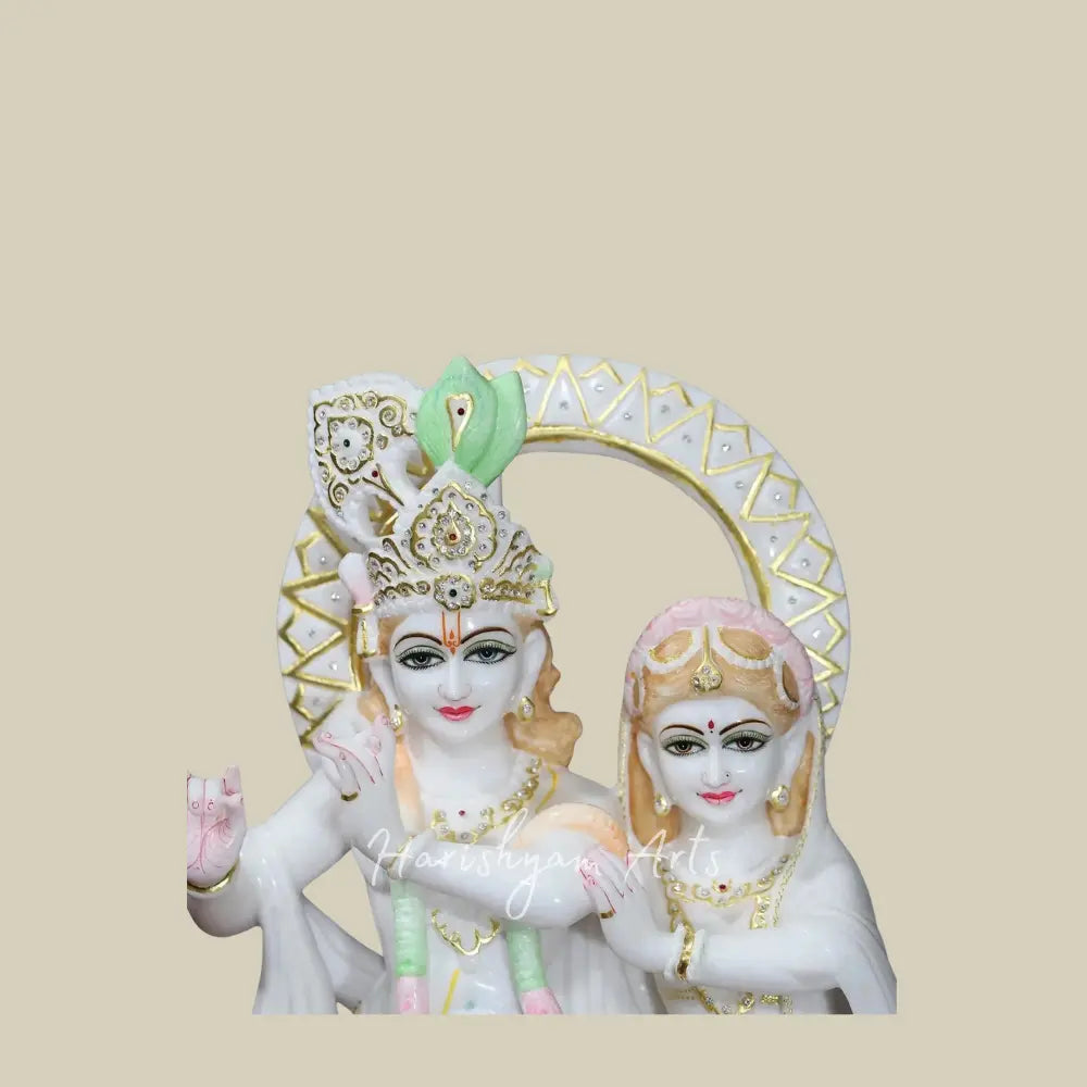 24 " Super White Radha Krishna Vietnam Marble Statue