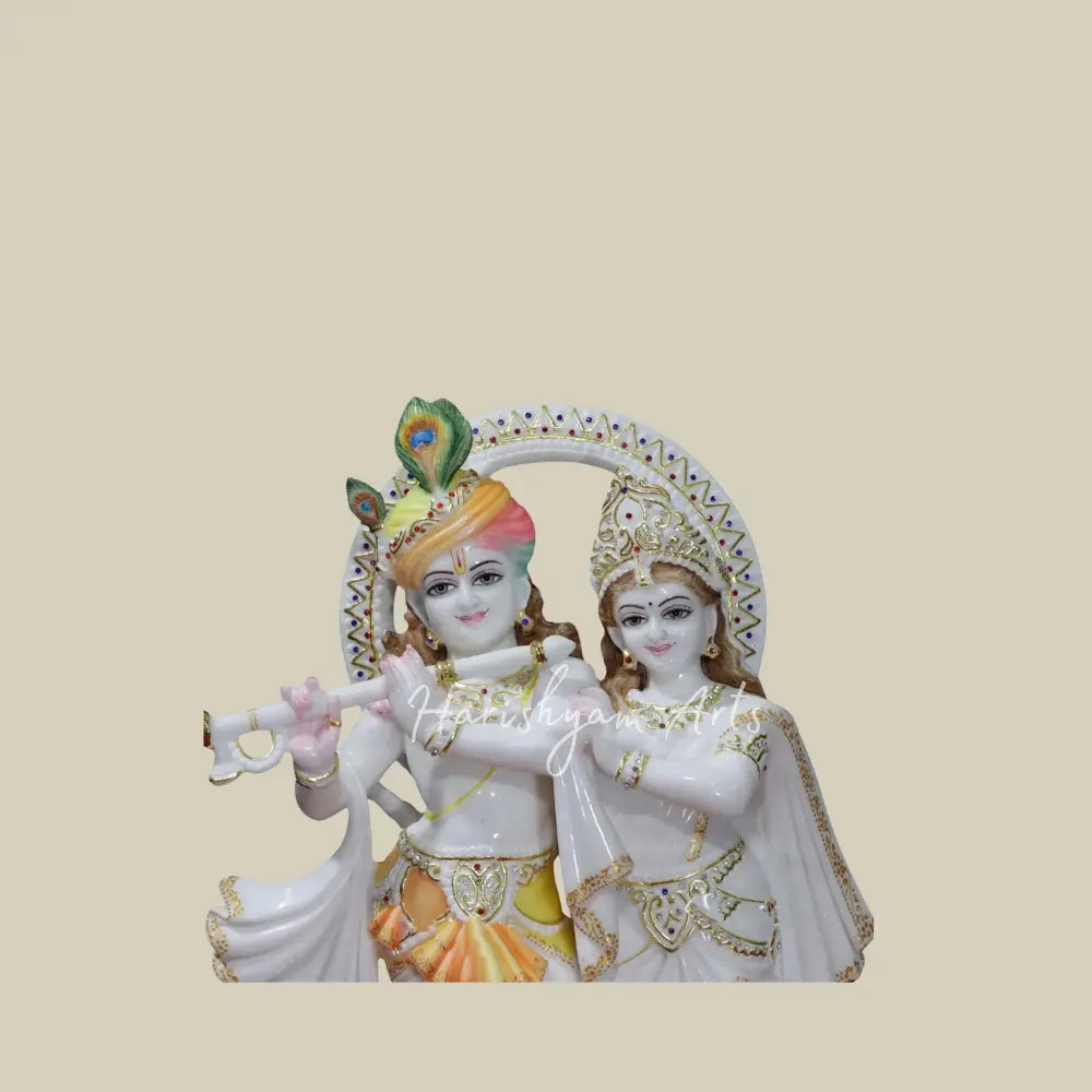 24" Turban Krishna With Radha Marble Moorti