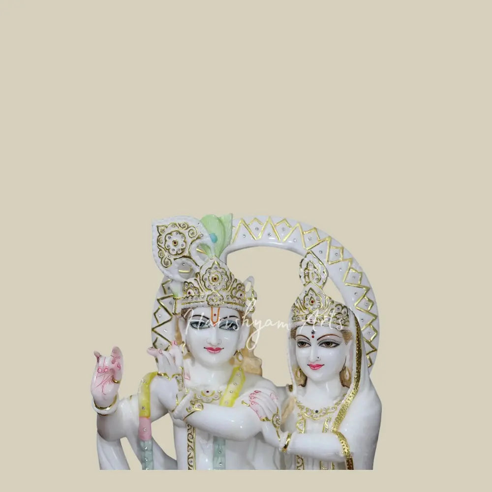 24" White Makrana Marble Radha krishna Statue