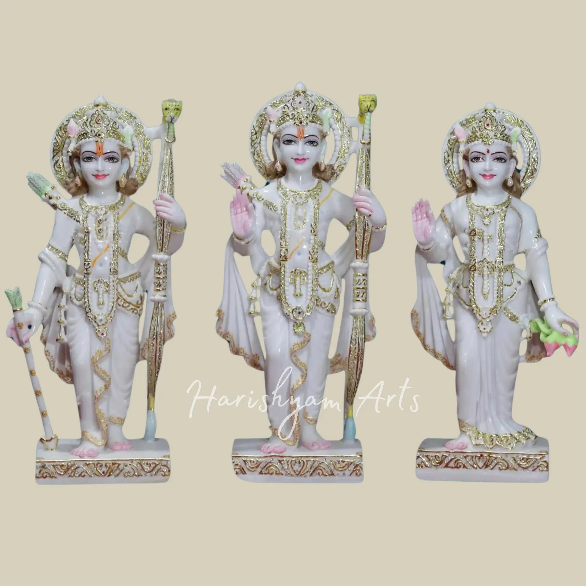 24 inches White Makrana Marble Ram Jodi Marble Statue