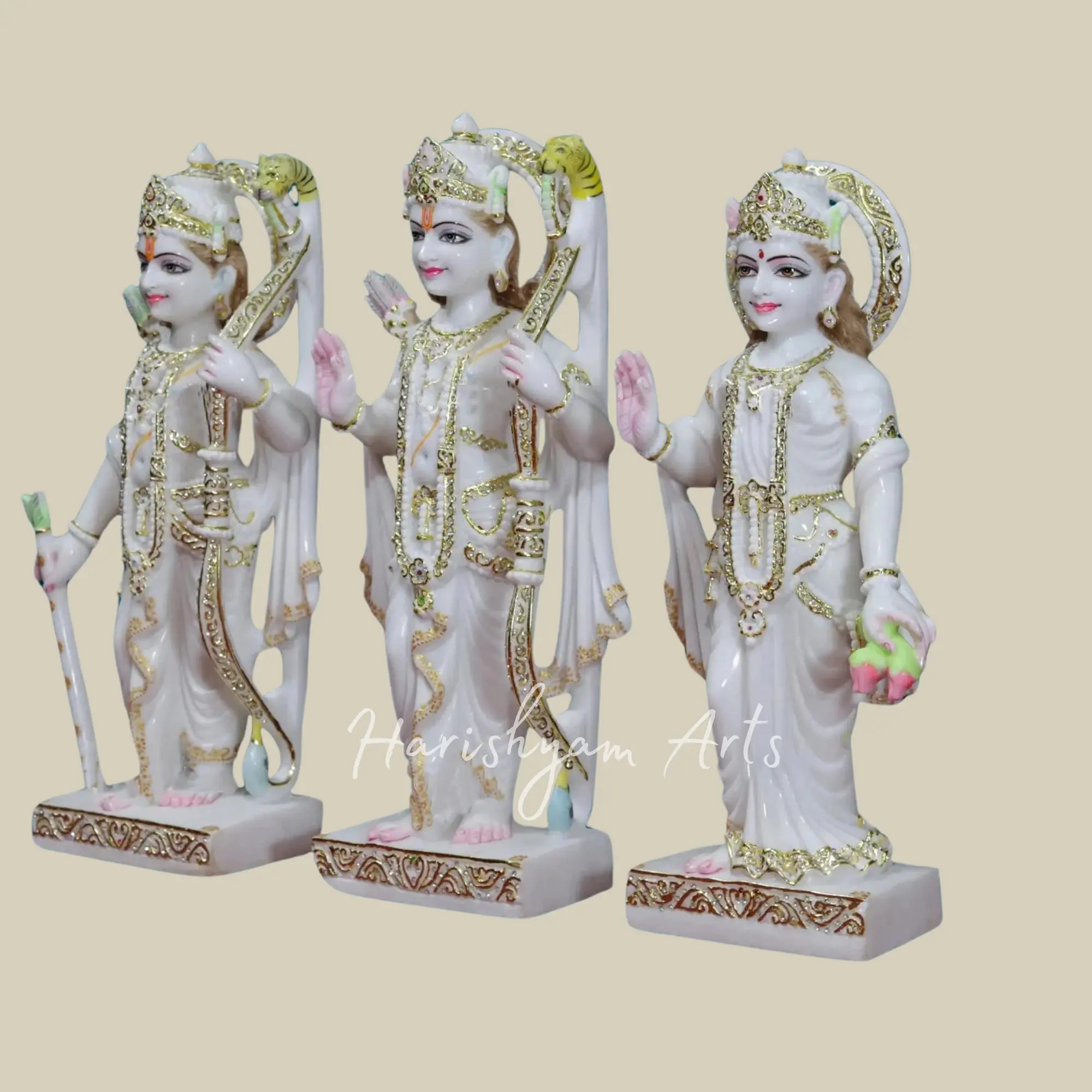 24 inches White Makrana Marble Ram Jodi Marble Statue 3