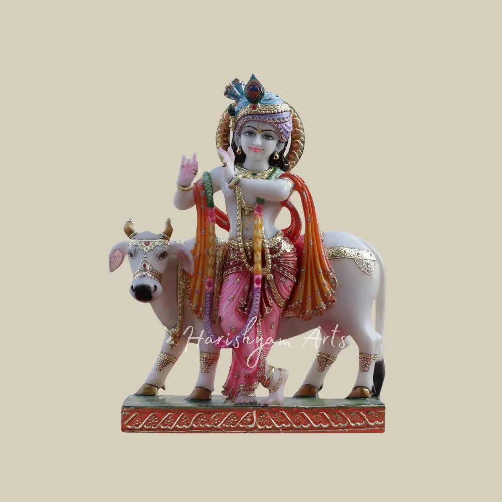 24" beautiful Krishna with cow statue