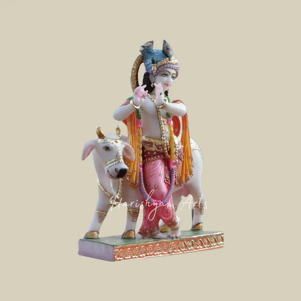 24" beautiful Krishna with cow statue