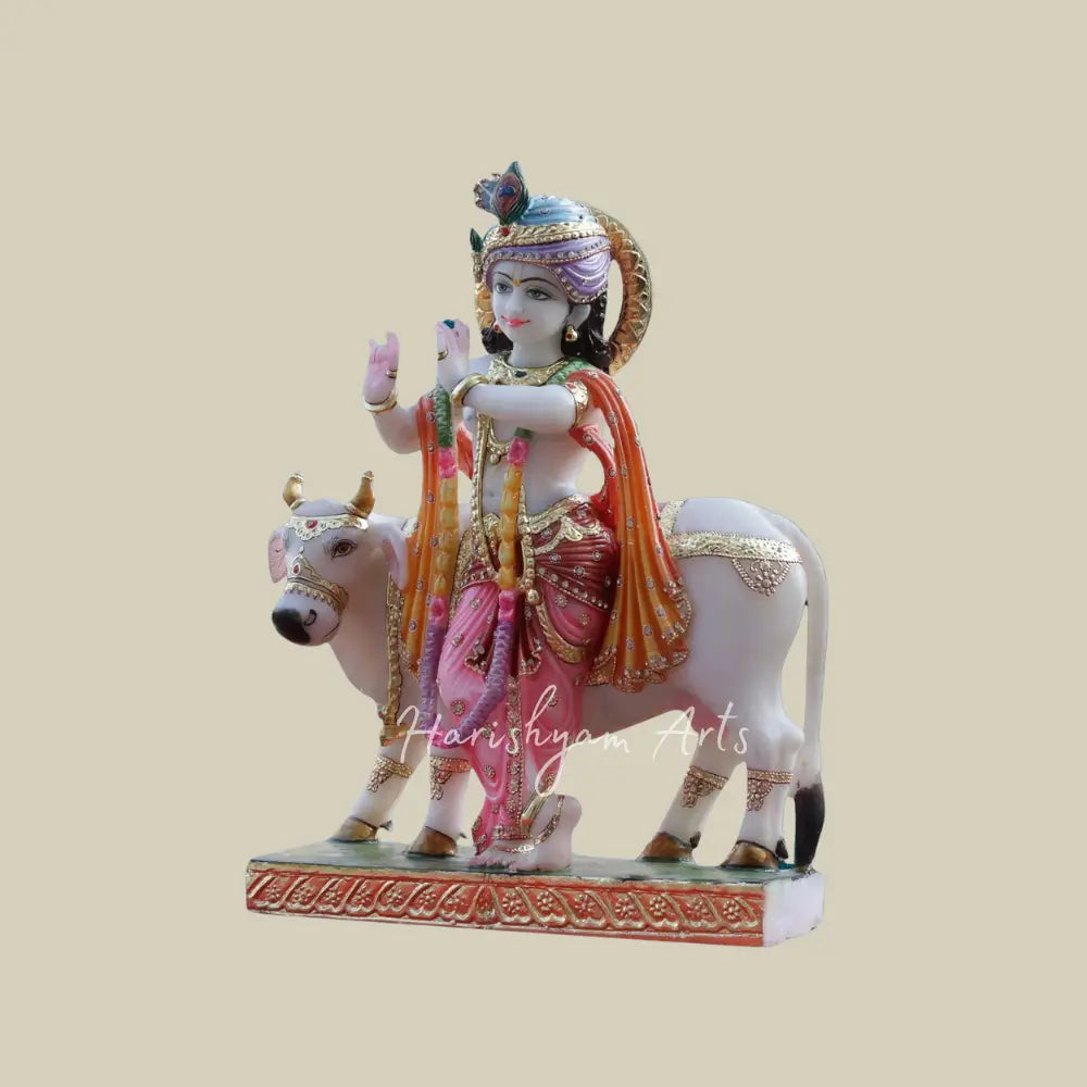 24" beautiful Krishna with cow statue