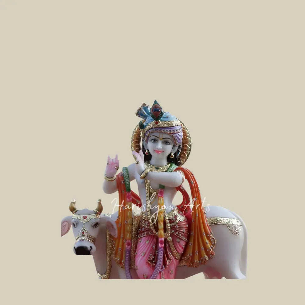 24" beautiful Krishna with cow statue