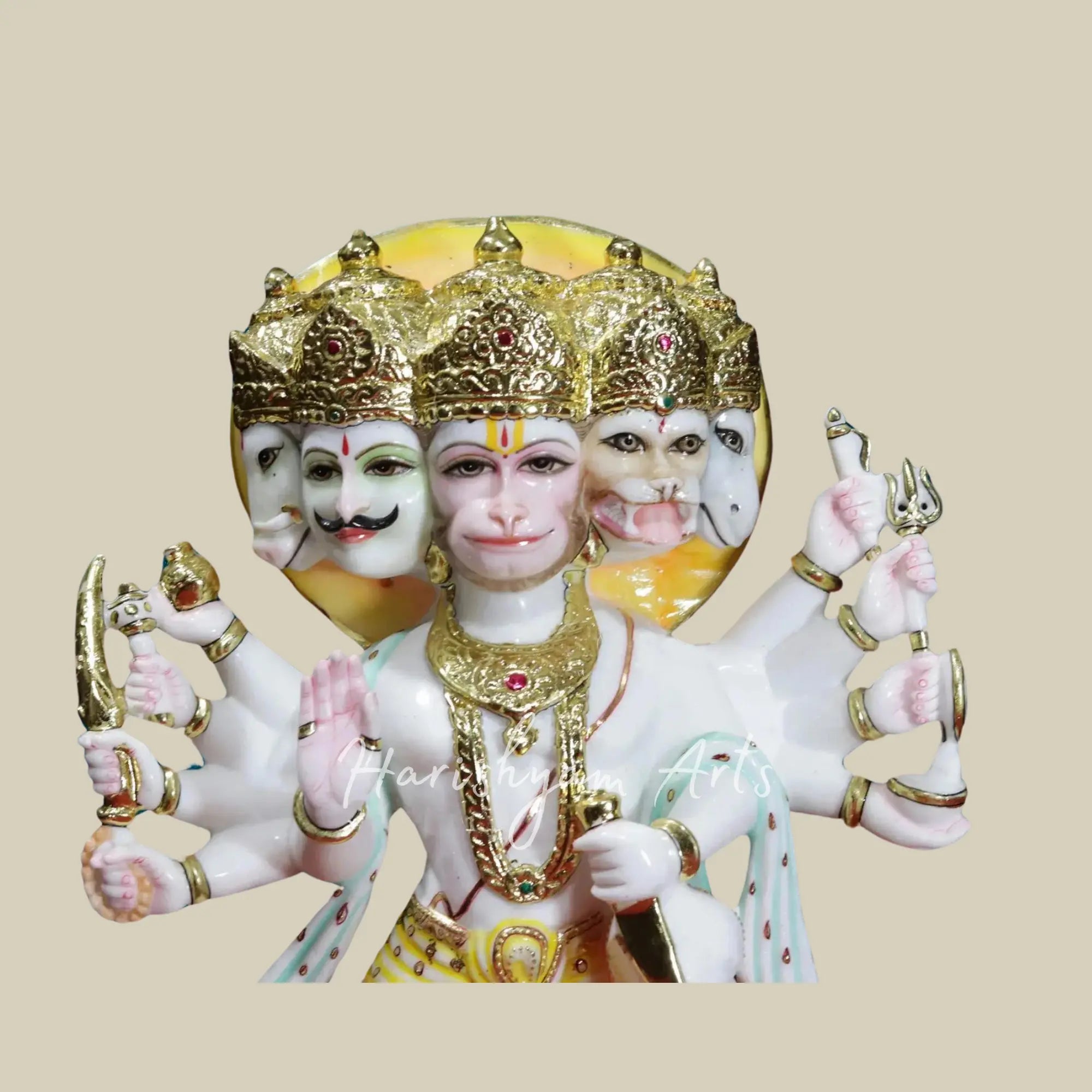 24 inches marble panchmukhi hanuman Statue1