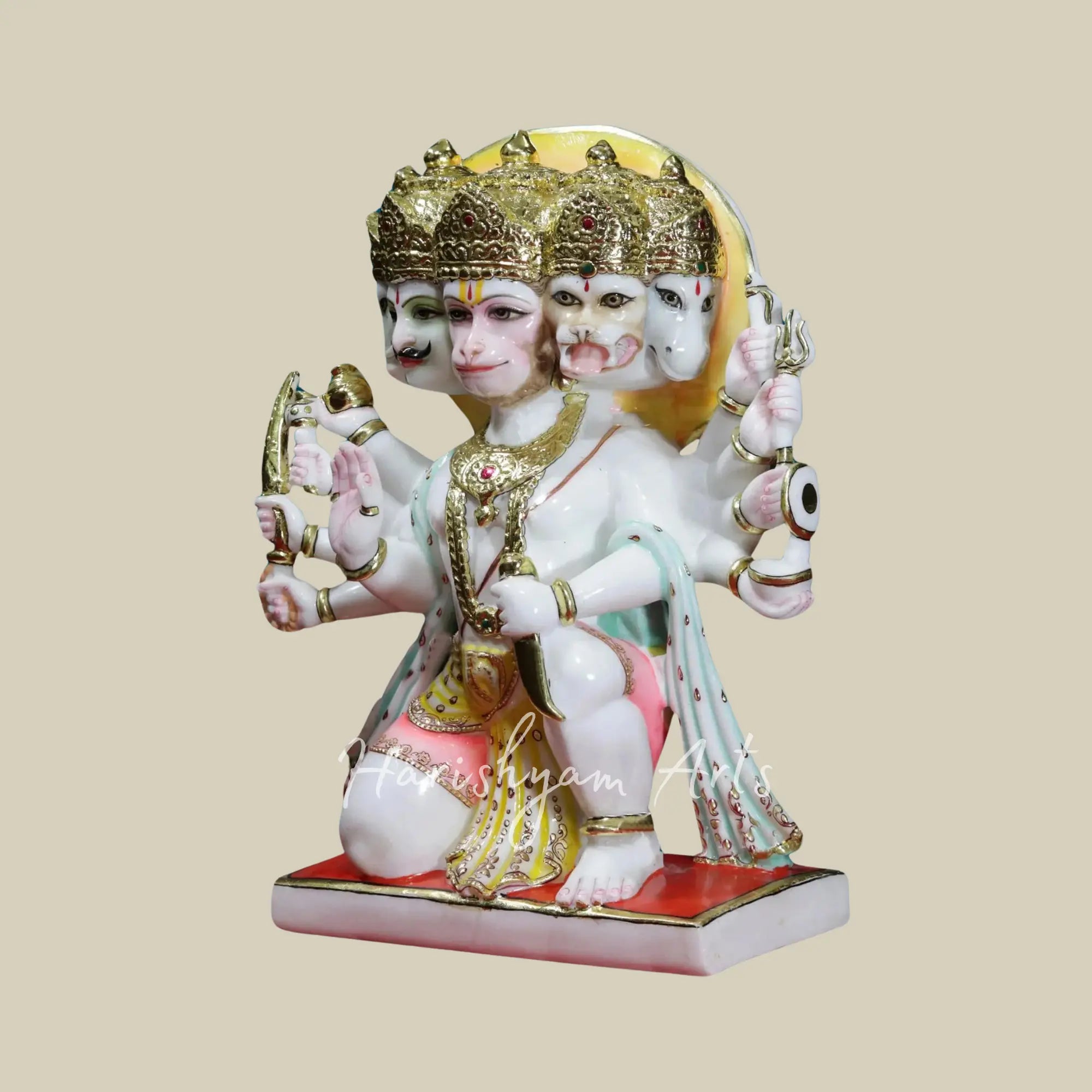 24 inches marble panchmukhi hanuman Statue3