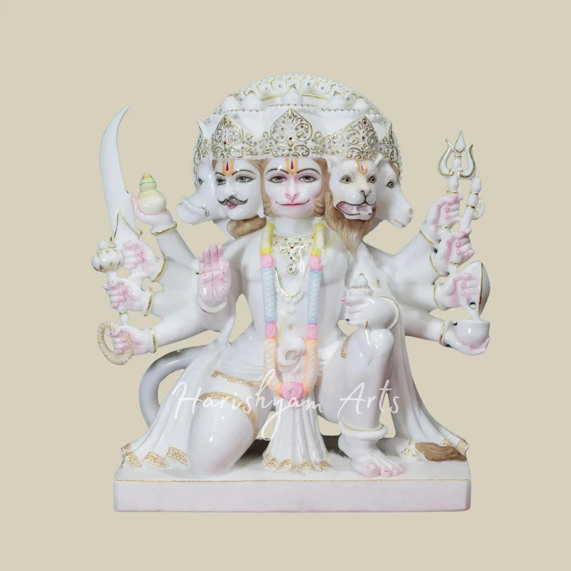 24 inches panchmukhi hanuman murti marble