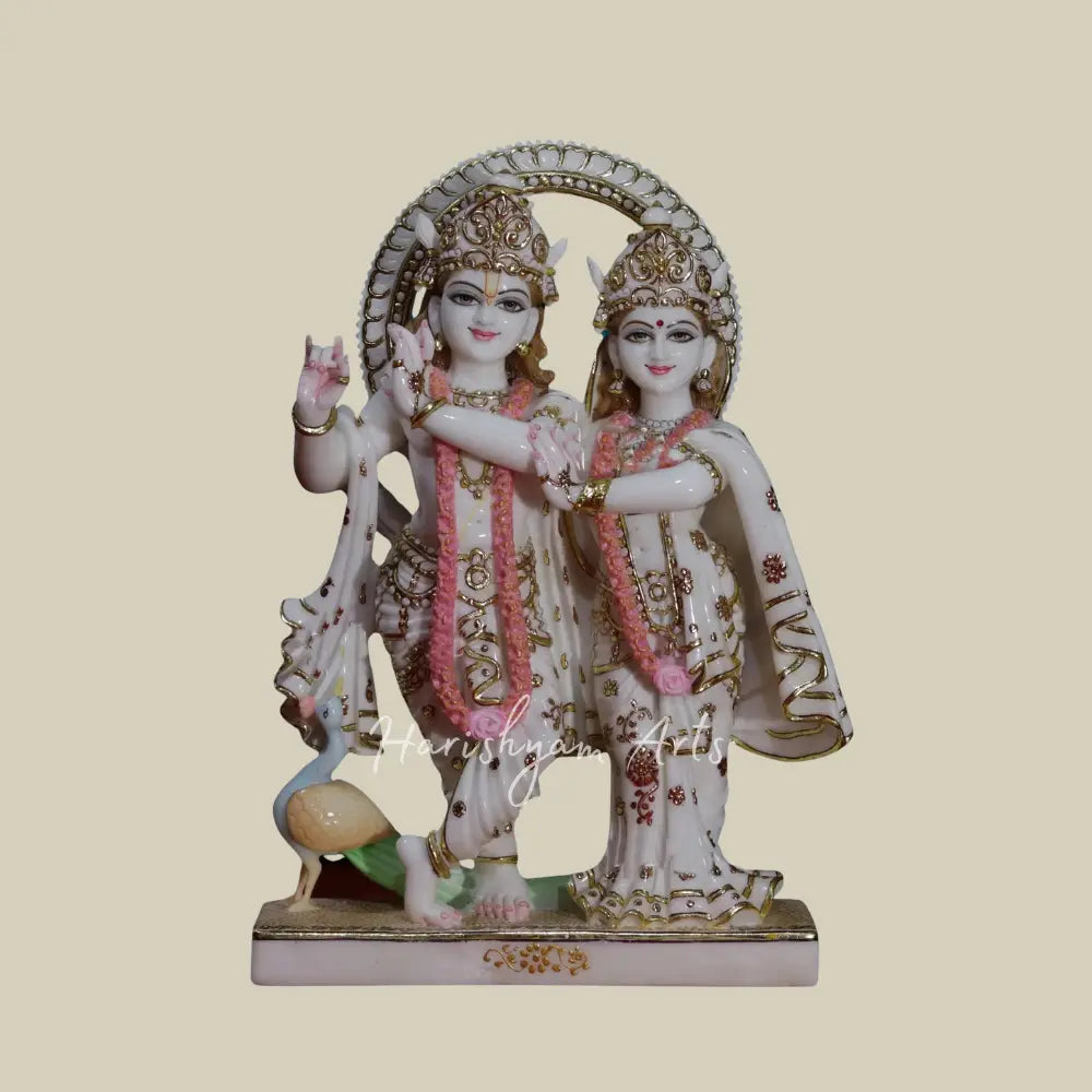 24" radha krishna statue in pure vietnam marble