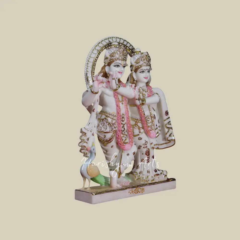 24" radha krishna statue in pure vietnam marble