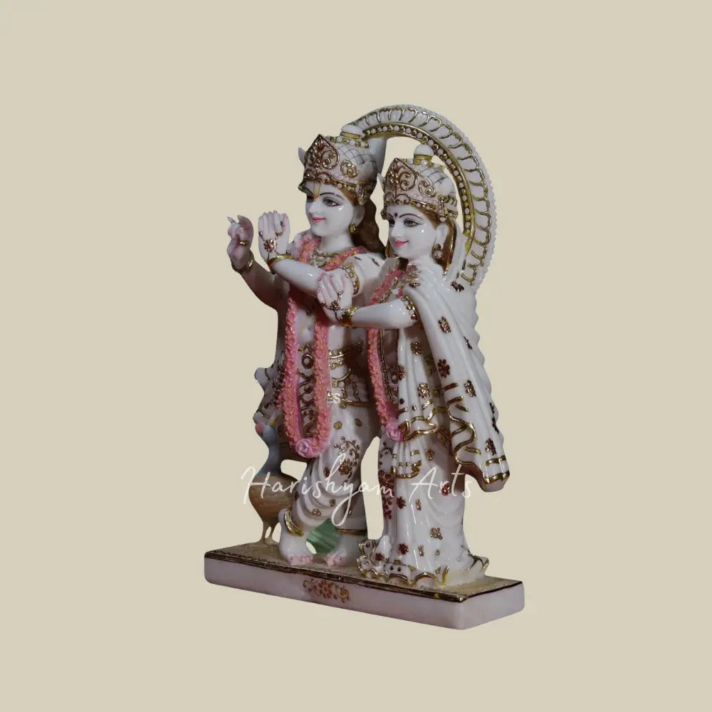 24" radha krishna statue in pure vietnam marble