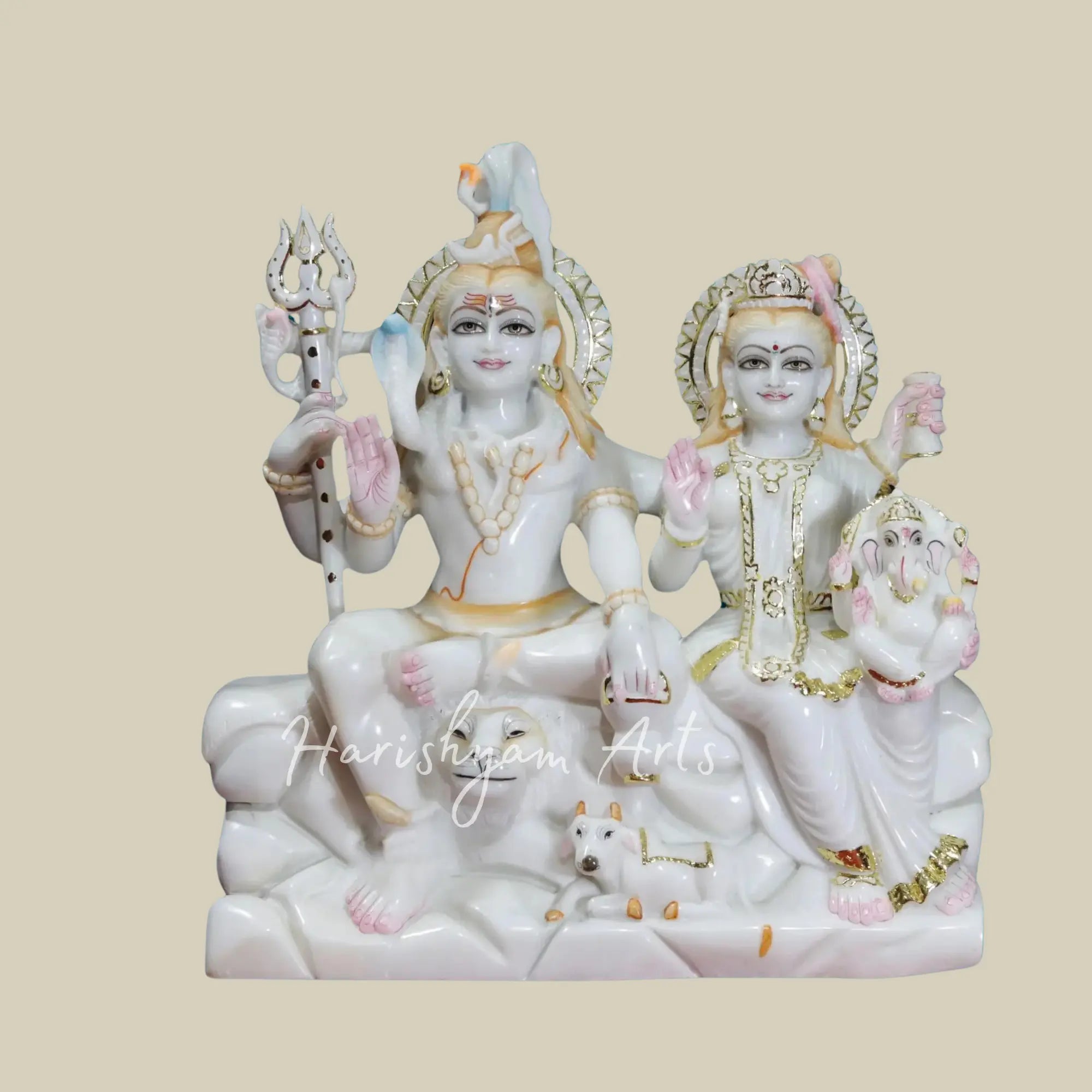 24 inches shiv parivar murti for mandir in makrana marble 1