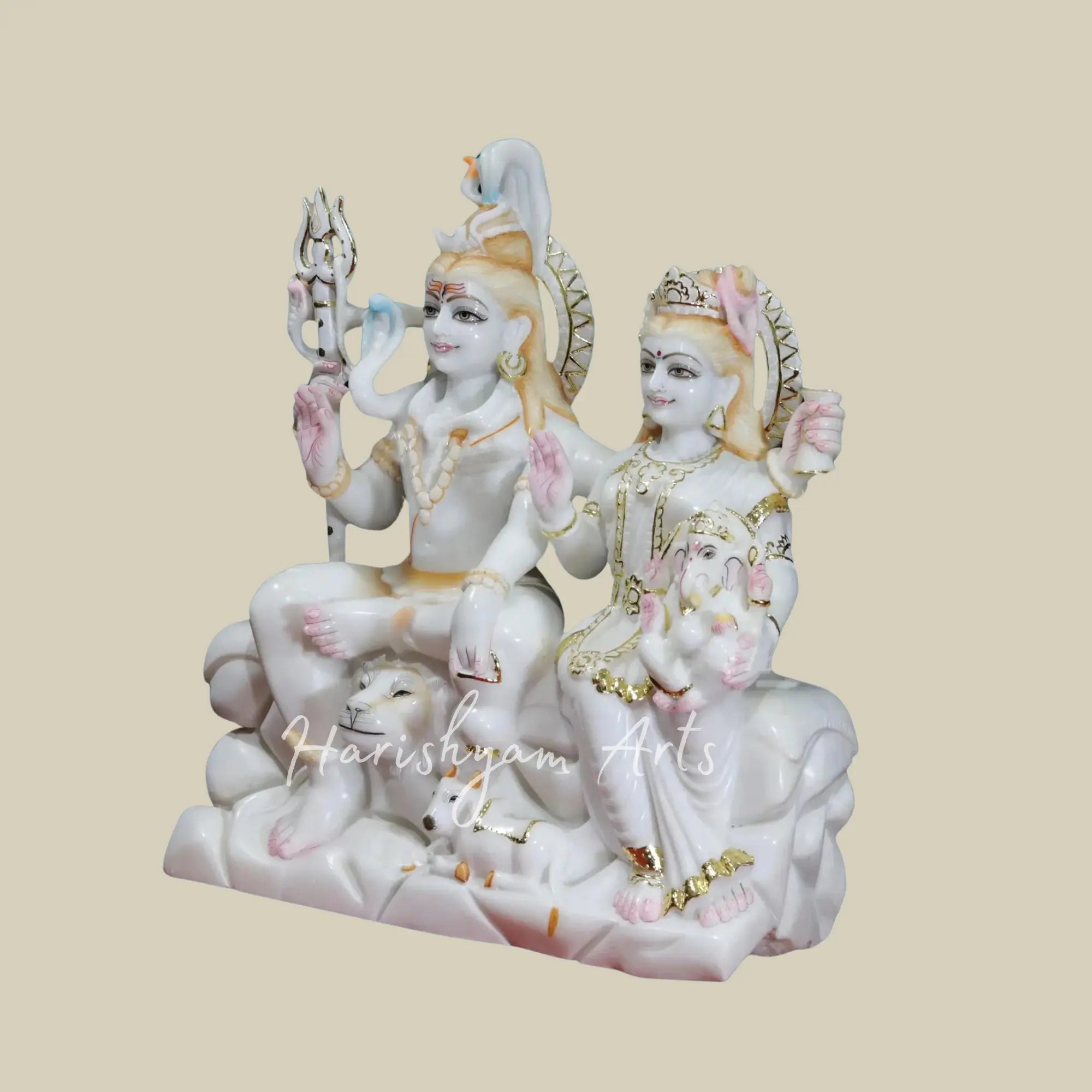 24 inches shiv parivar murti for mandir in makrana marble 3