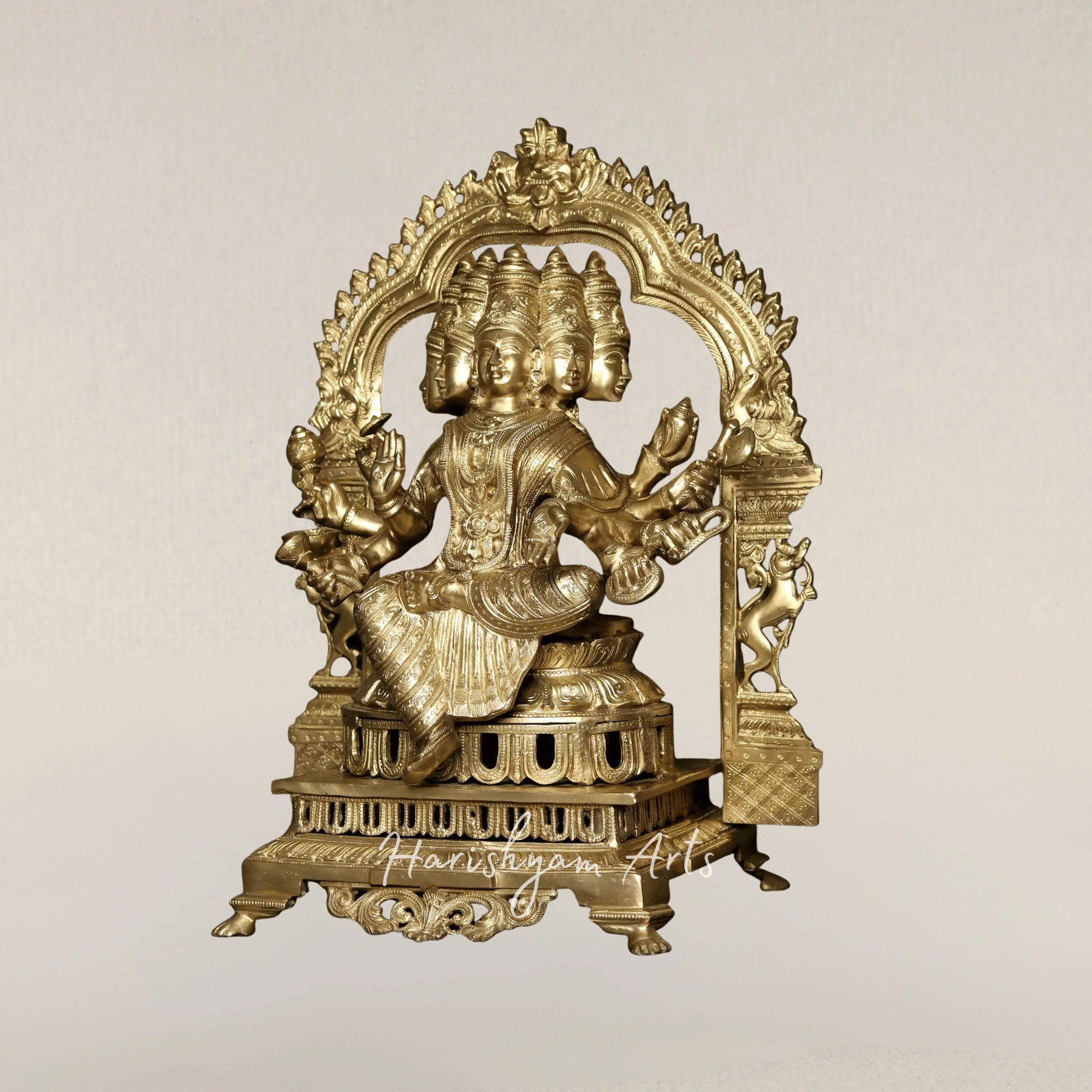 25" Goddess Gayatri Devi Bronze Idol Revered as Mother of the Vedas