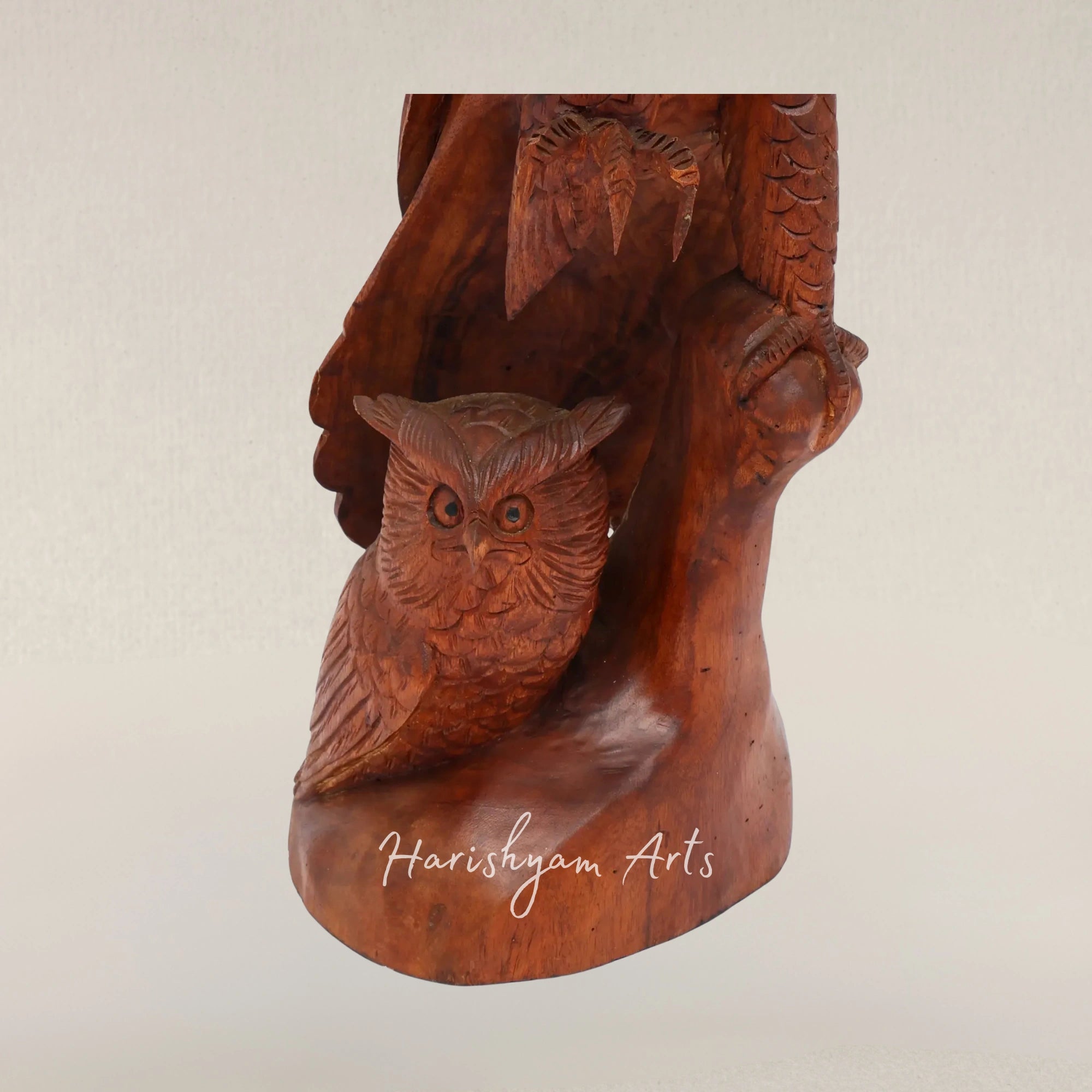 25" Mother Owl and Baby Owl Wood Sculpture Woodland Inspired Home Accent