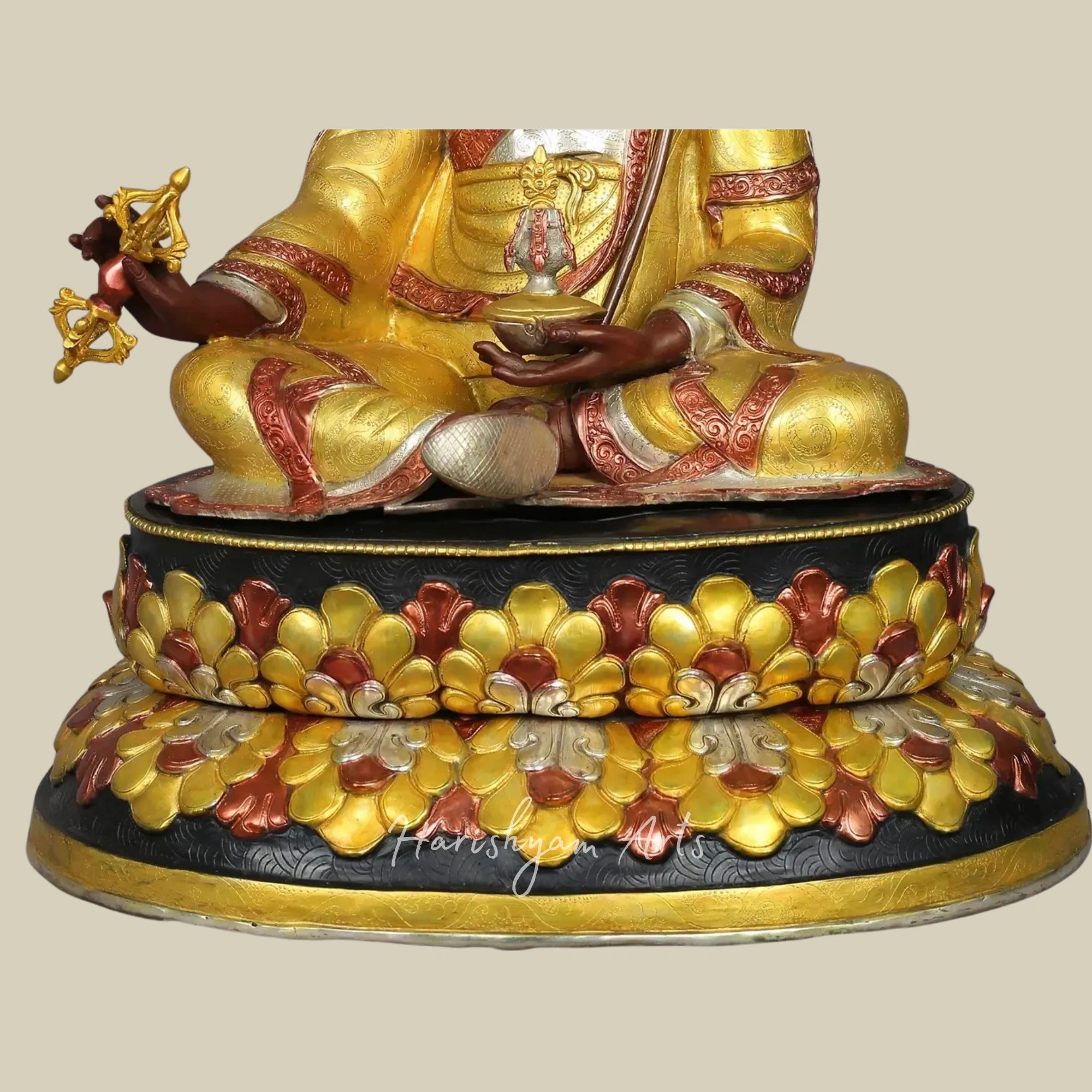 25" Nepal Made Guru Padmasambhava Copper Statue Spiritual Decor Piece