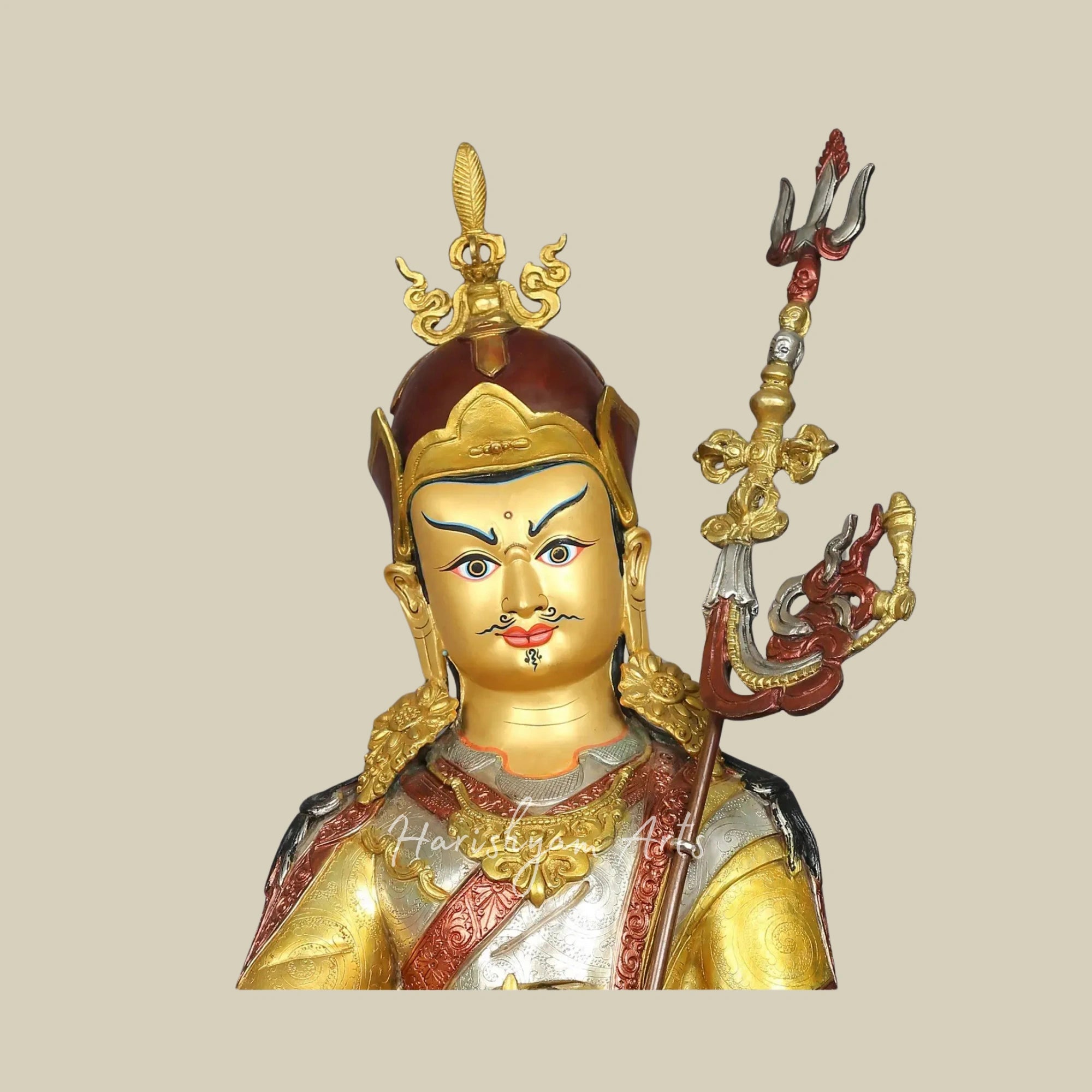 25" Nepal Made Guru Padmasambhava Copper Statue Spiritual Decor Piece