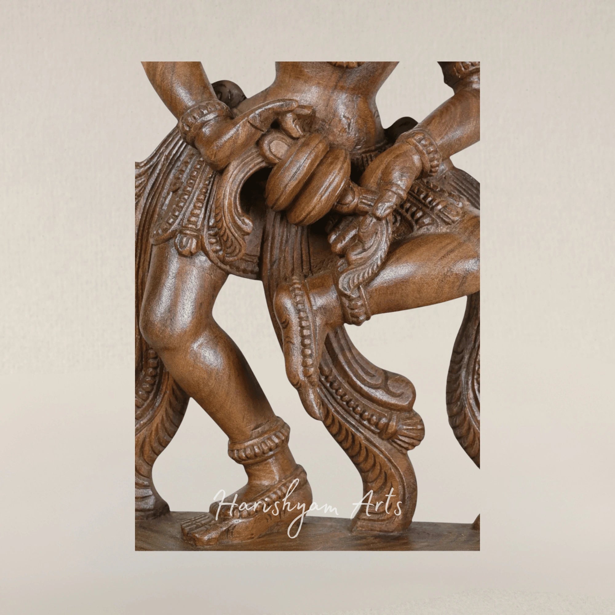 25" Refined Standing Apsara Sculpture in Carved Wood