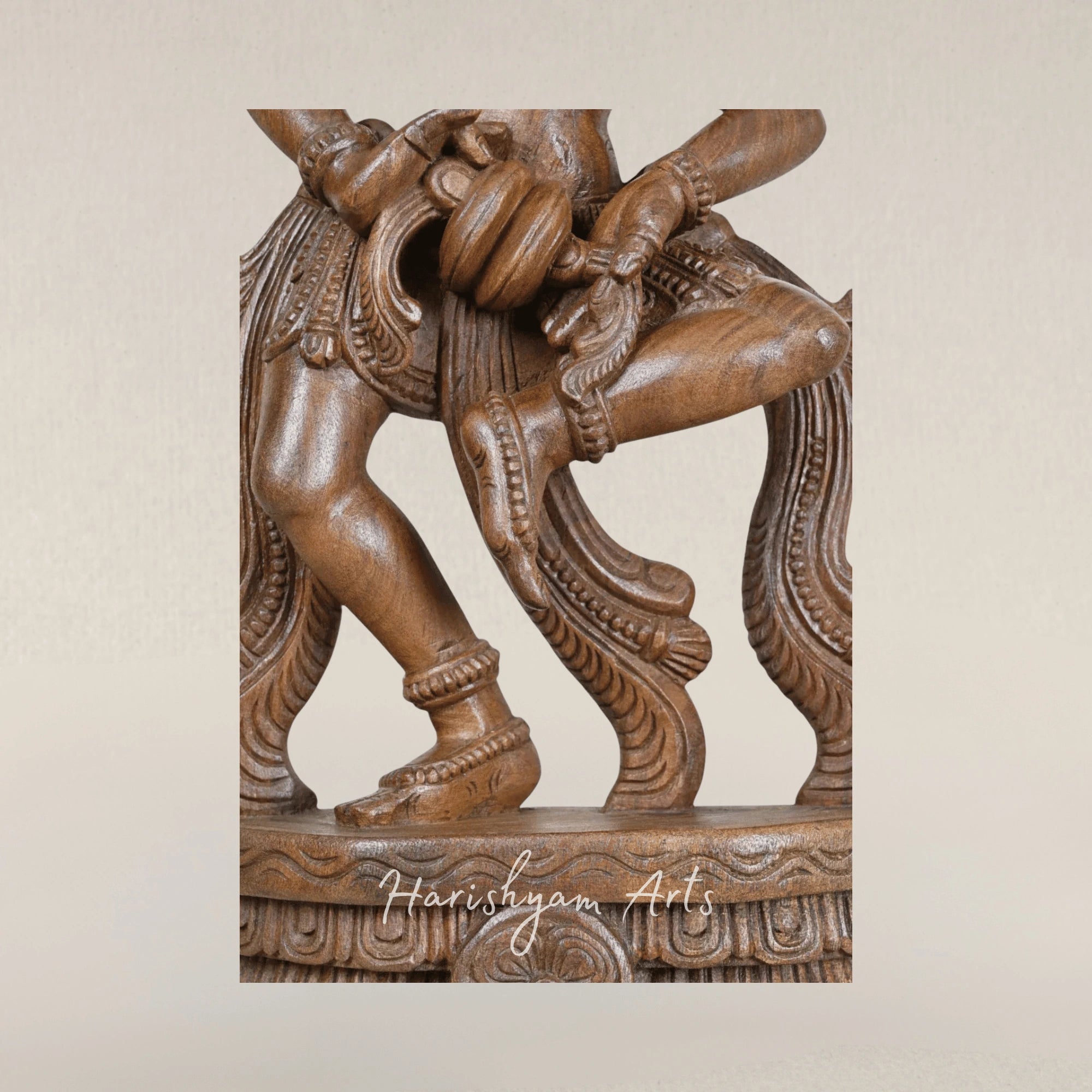 25" Refined Standing Apsara Sculpture in Carved Wood