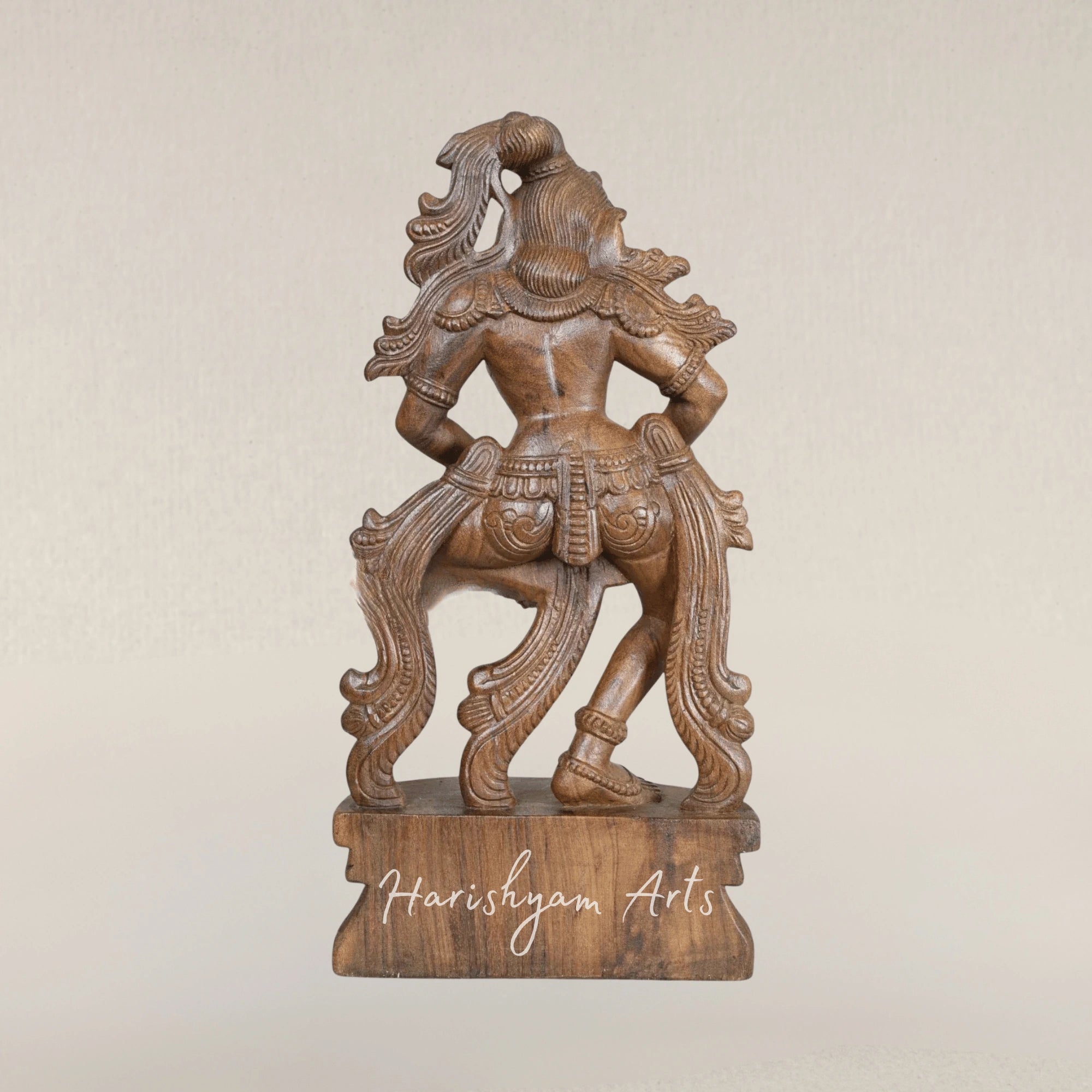 25" Refined Standing Apsara Sculpture in Carved Wood