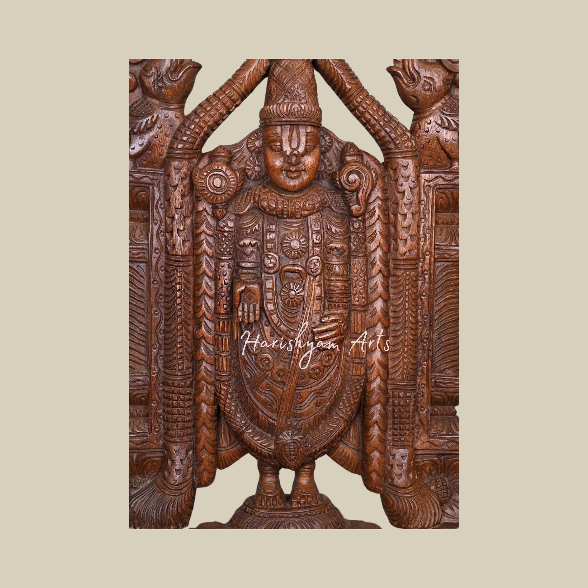 25" Carved Tirupati Balaji Wooden Idol1