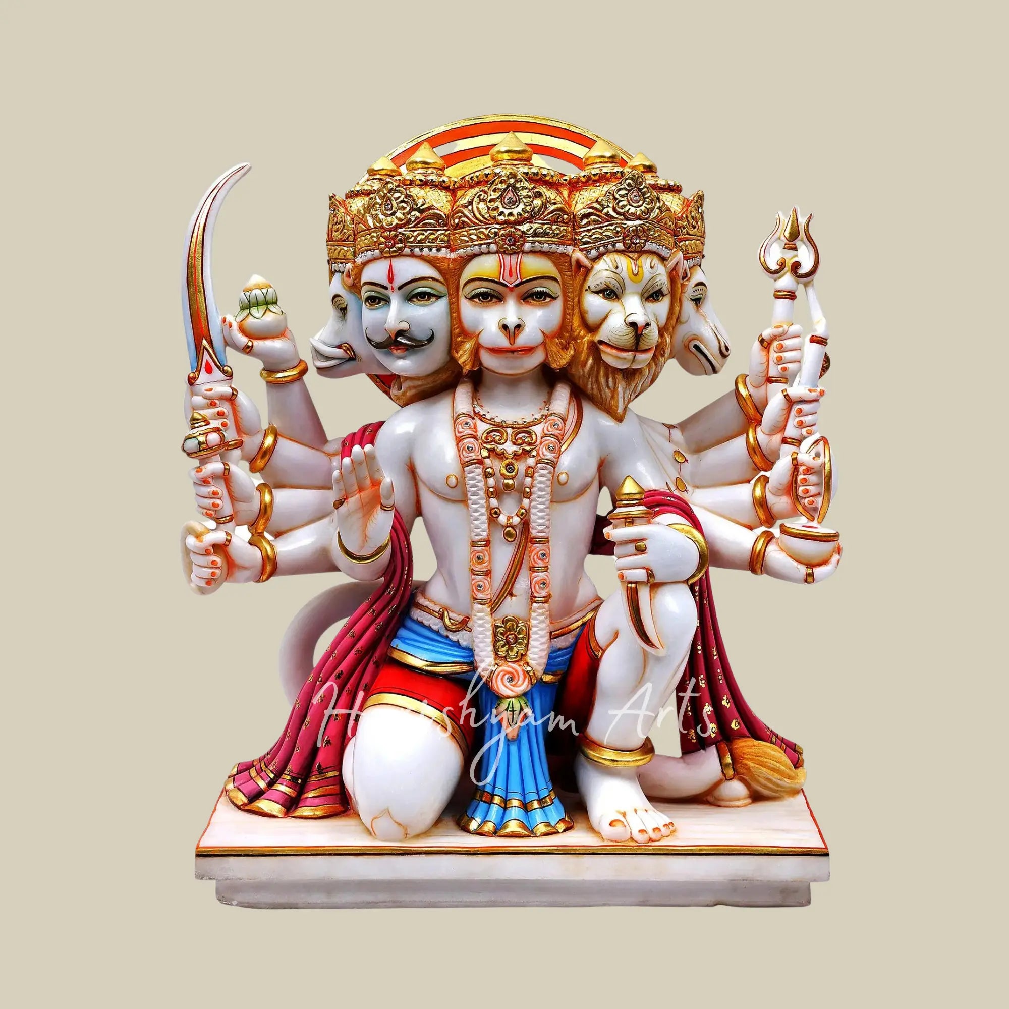 25 inches Buy Online Panchmukhi Hanuman Marble Moorti Statue 3