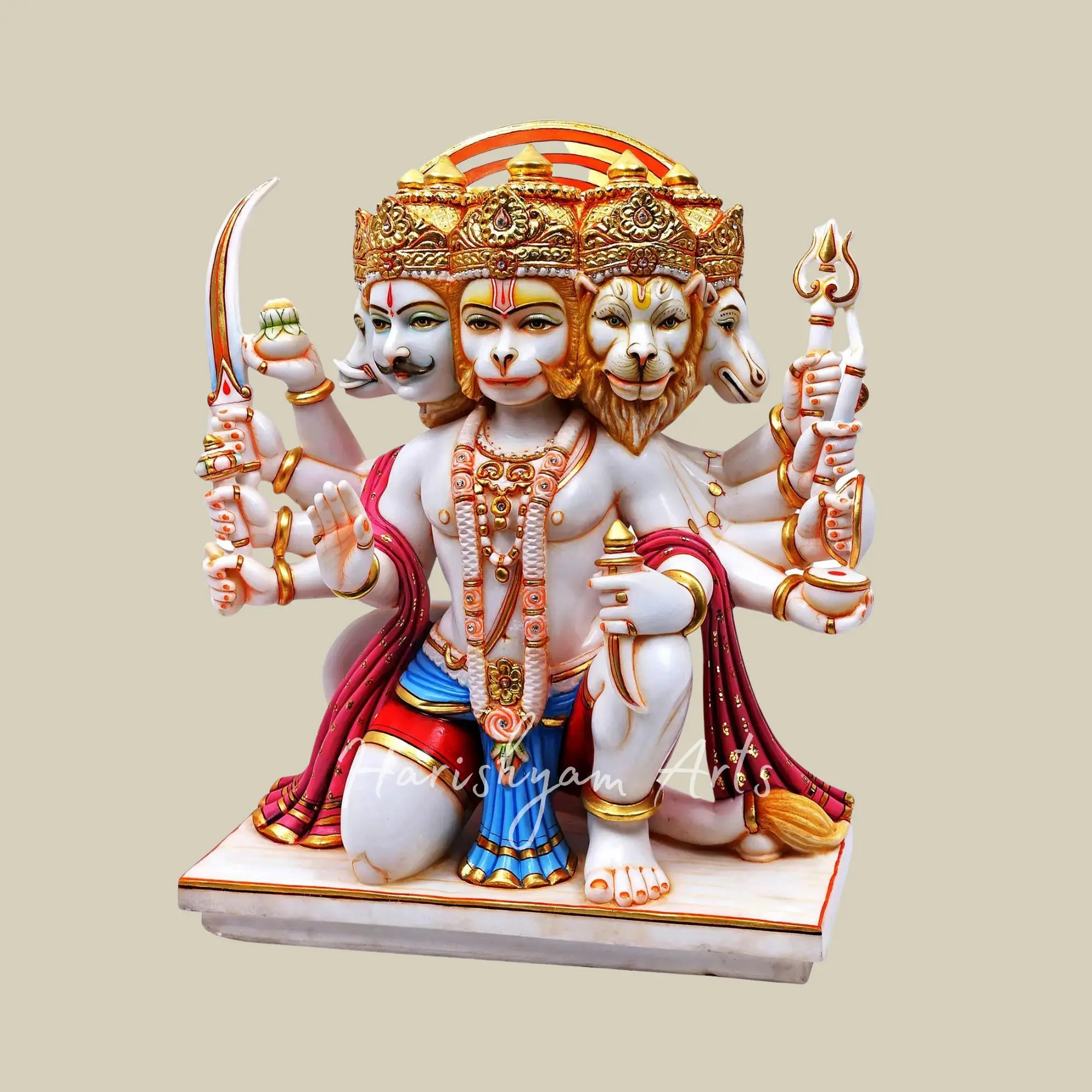 25 inches Buy Online Panchmukhi Hanuman Marble Moorti Statue 4