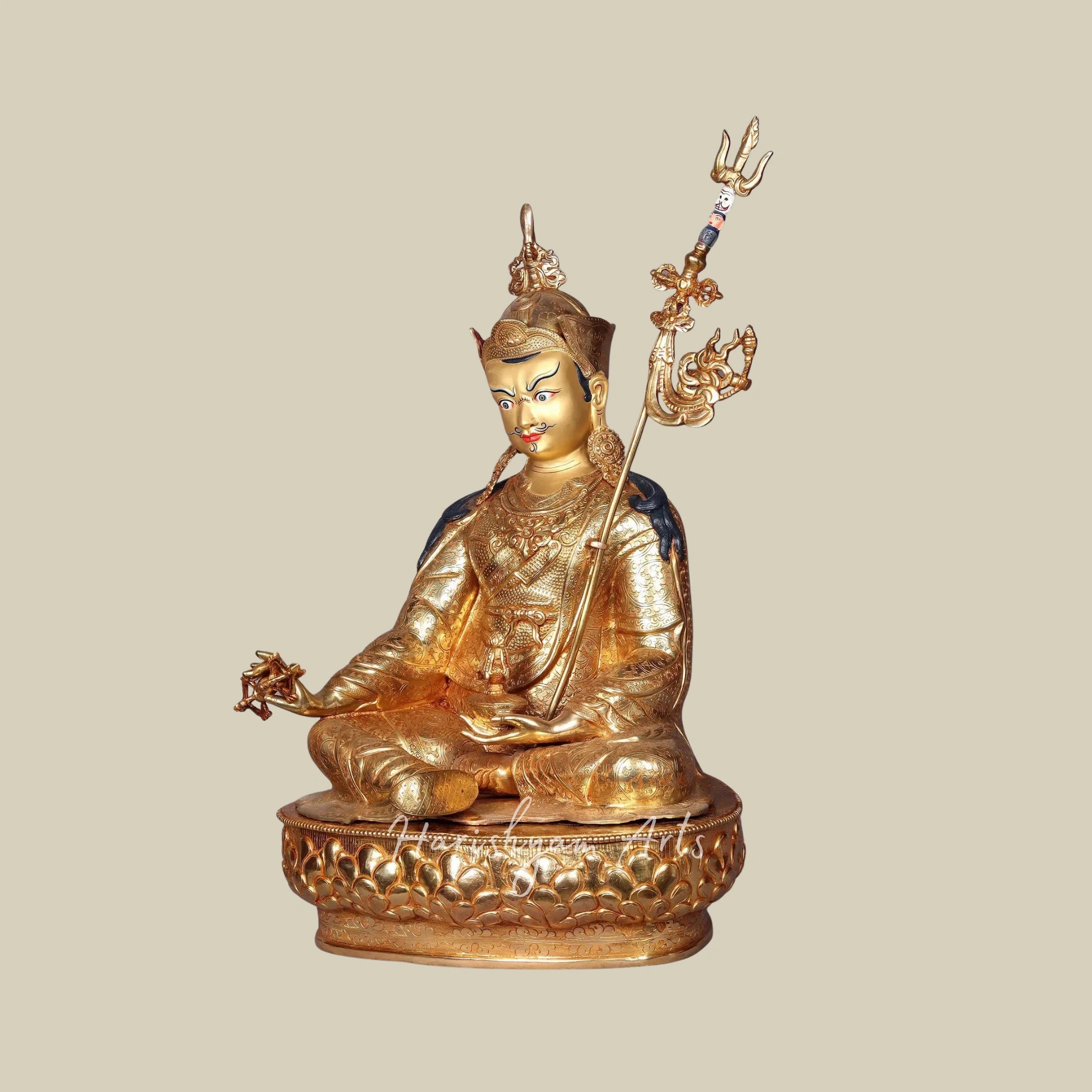 26" Authentic Nepalese Copper Guru Padmasambhava Idol Spiritual Decor Piece