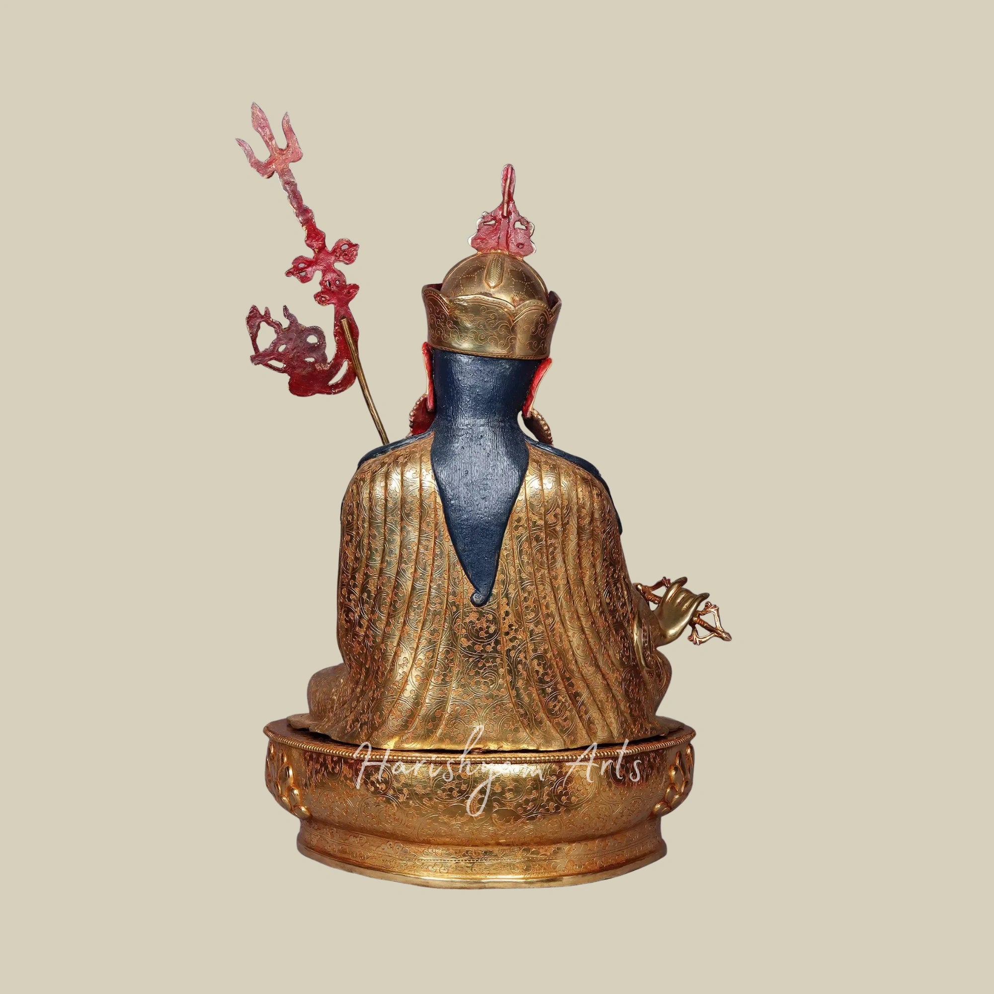 26" Authentic Nepalese Copper Guru Padmasambhava Idol Spiritual Decor Piece