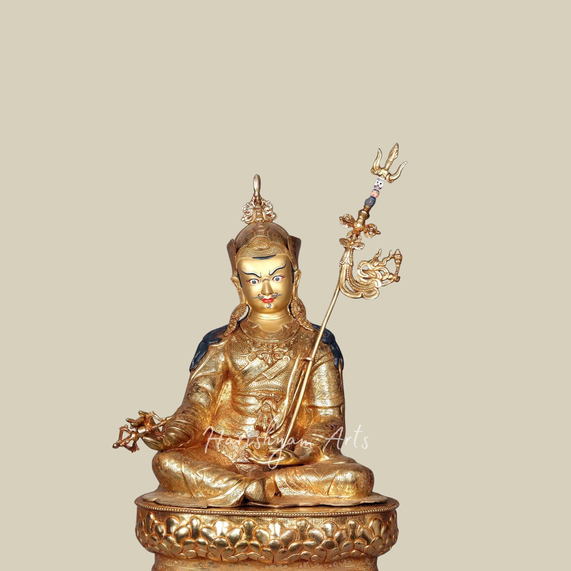 26" Authentic Nepalese Copper Guru Padmasambhava Idol Spiritual Decor Piece