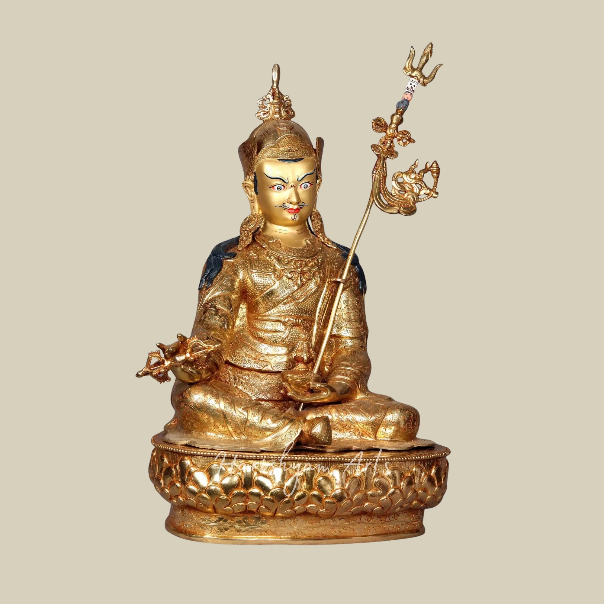 26" Authentic Nepalese Copper Guru Padmasambhava Idol Spiritual Decor Piece