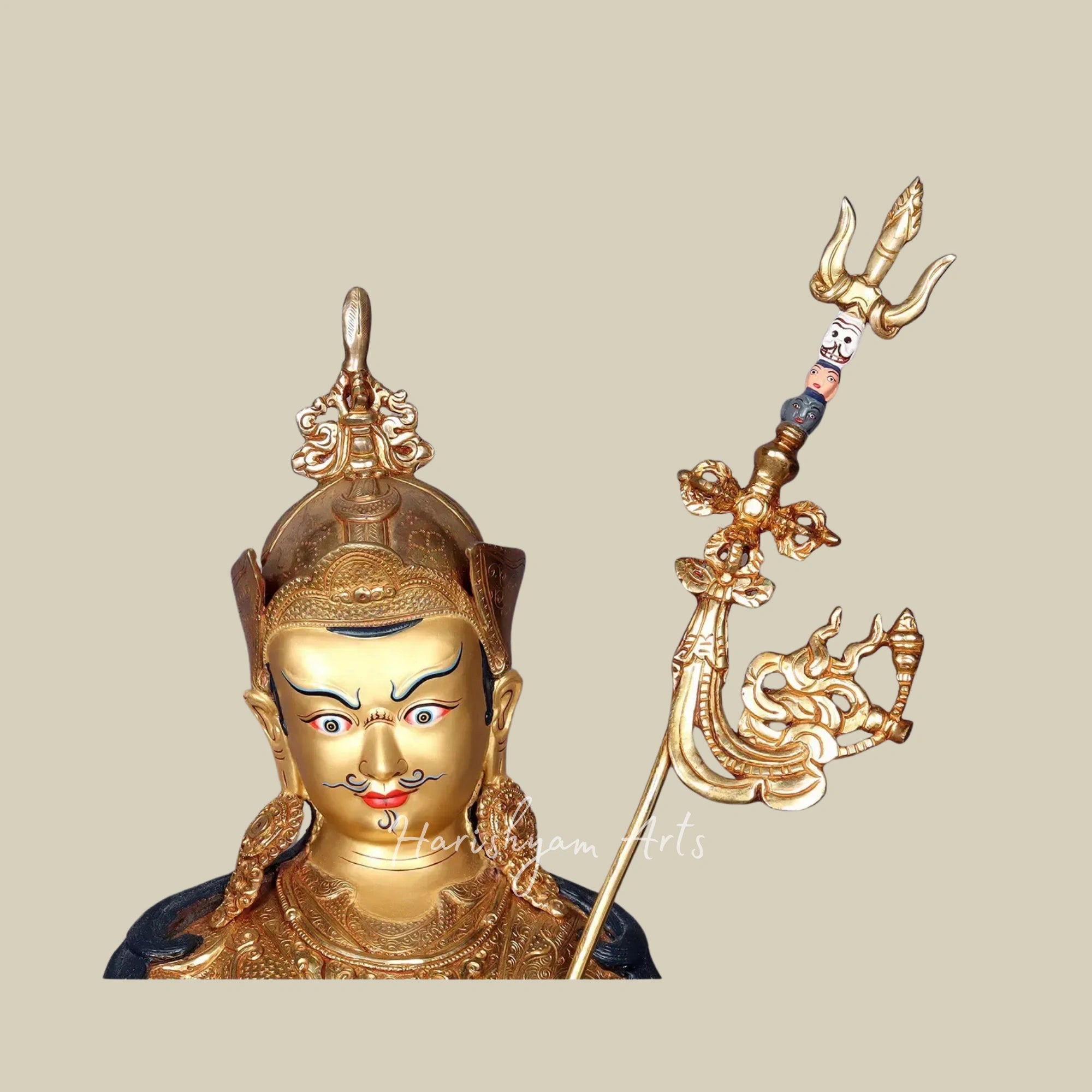 26" Authentic Nepalese Copper Guru Padmasambhava Idol Spiritual Decor Piece