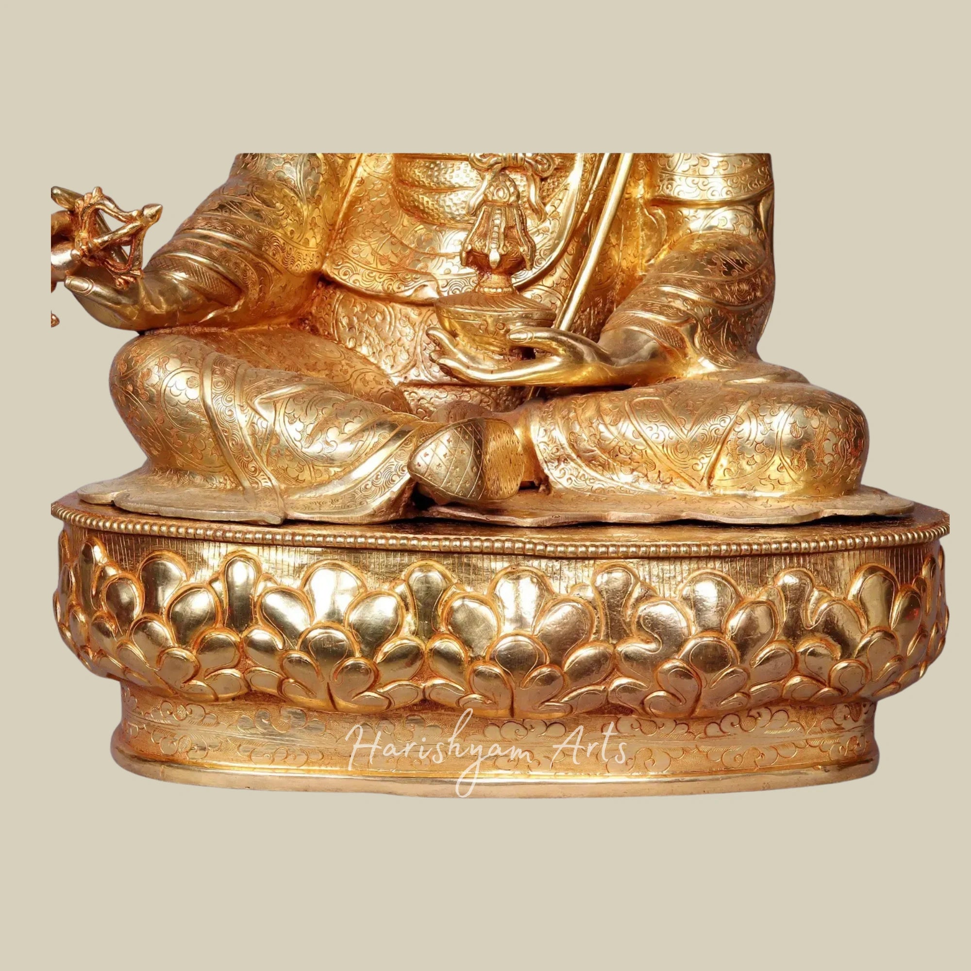 26" Authentic Nepalese Copper Guru Padmasambhava Idol Spiritual Decor Piece