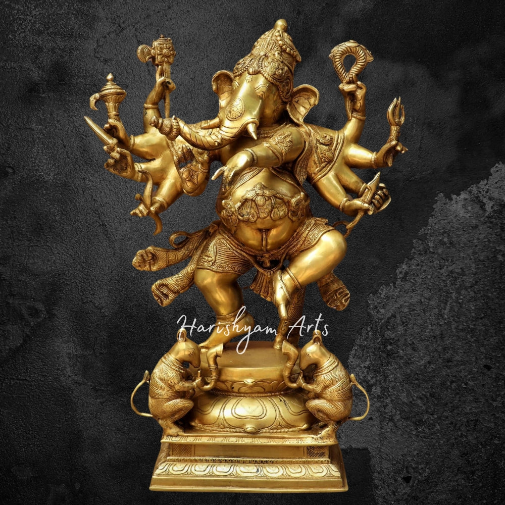 26" Brass Dashbhuja Ganesh Statue