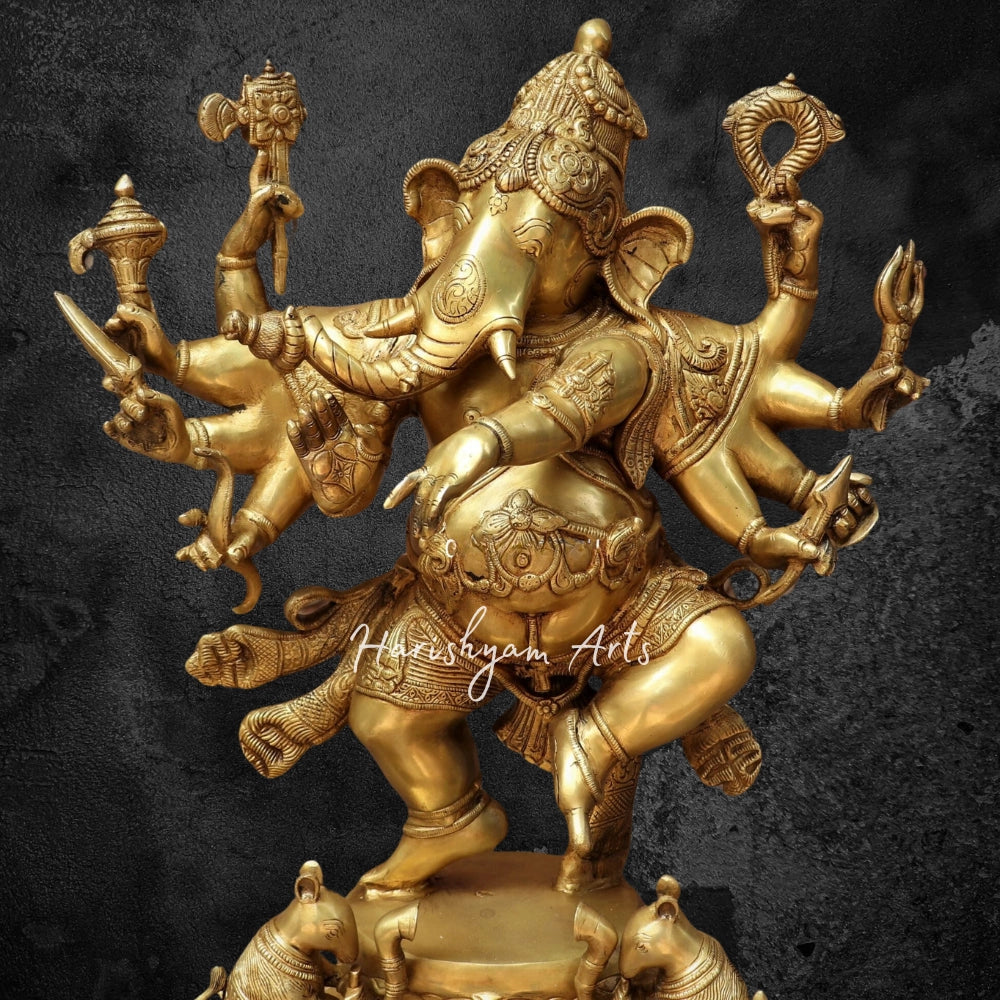 26" Brass Dashbhuja Ganesh Statue