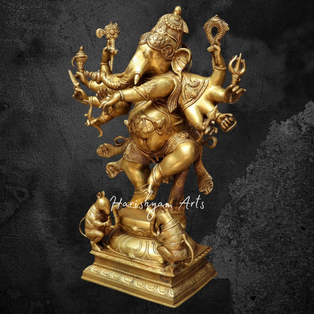 26" Brass Dashbhuja Ganesh Statue