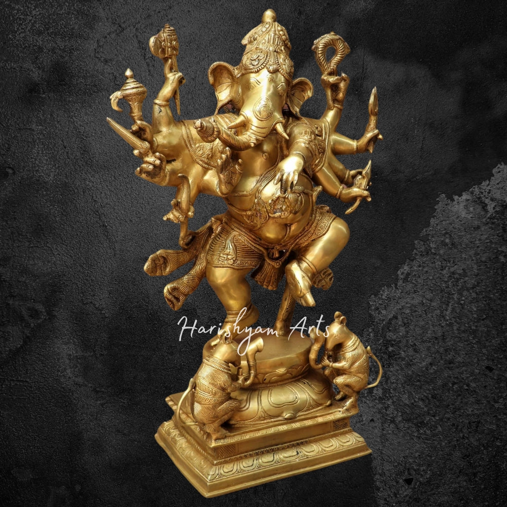 26" Brass Dashbhuja Ganesh Statue