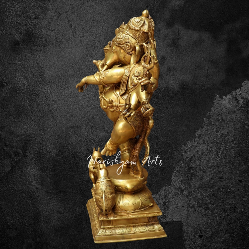 26" Brass Dashbhuja Ganesh Statue