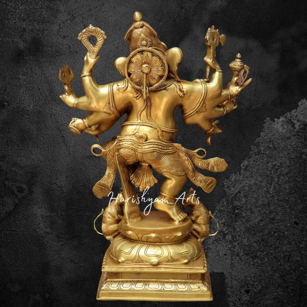 26" Brass Dashbhuja Ganesh Statue