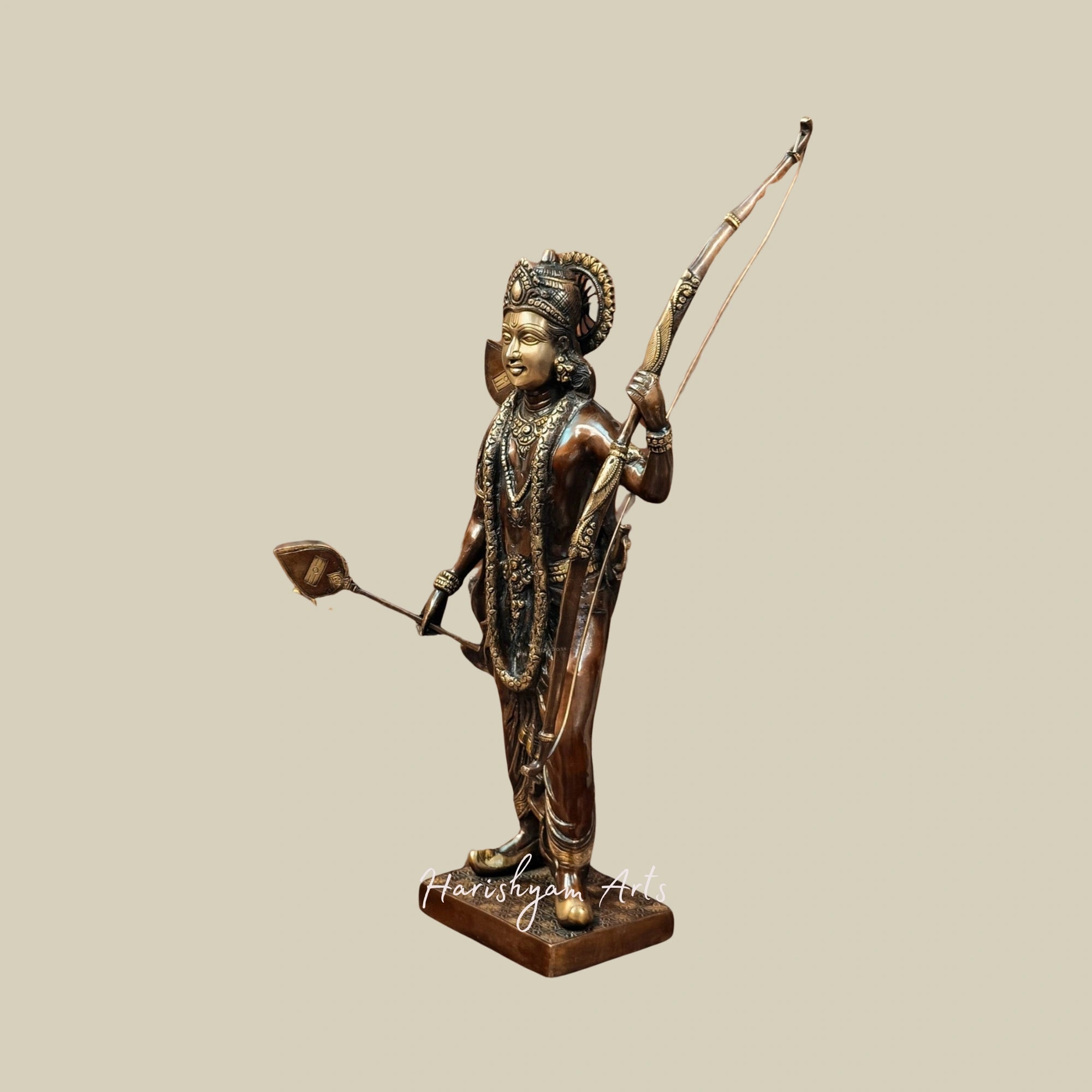 26" Divine Brass Lord Ram Idol in Brown and Gold Finish for Spiritual Spaces1